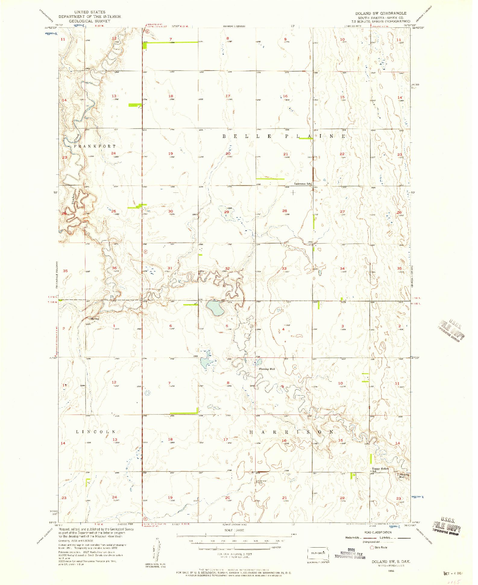 USGS 1:24000-SCALE QUADRANGLE FOR DOLAND SW, SD 1956