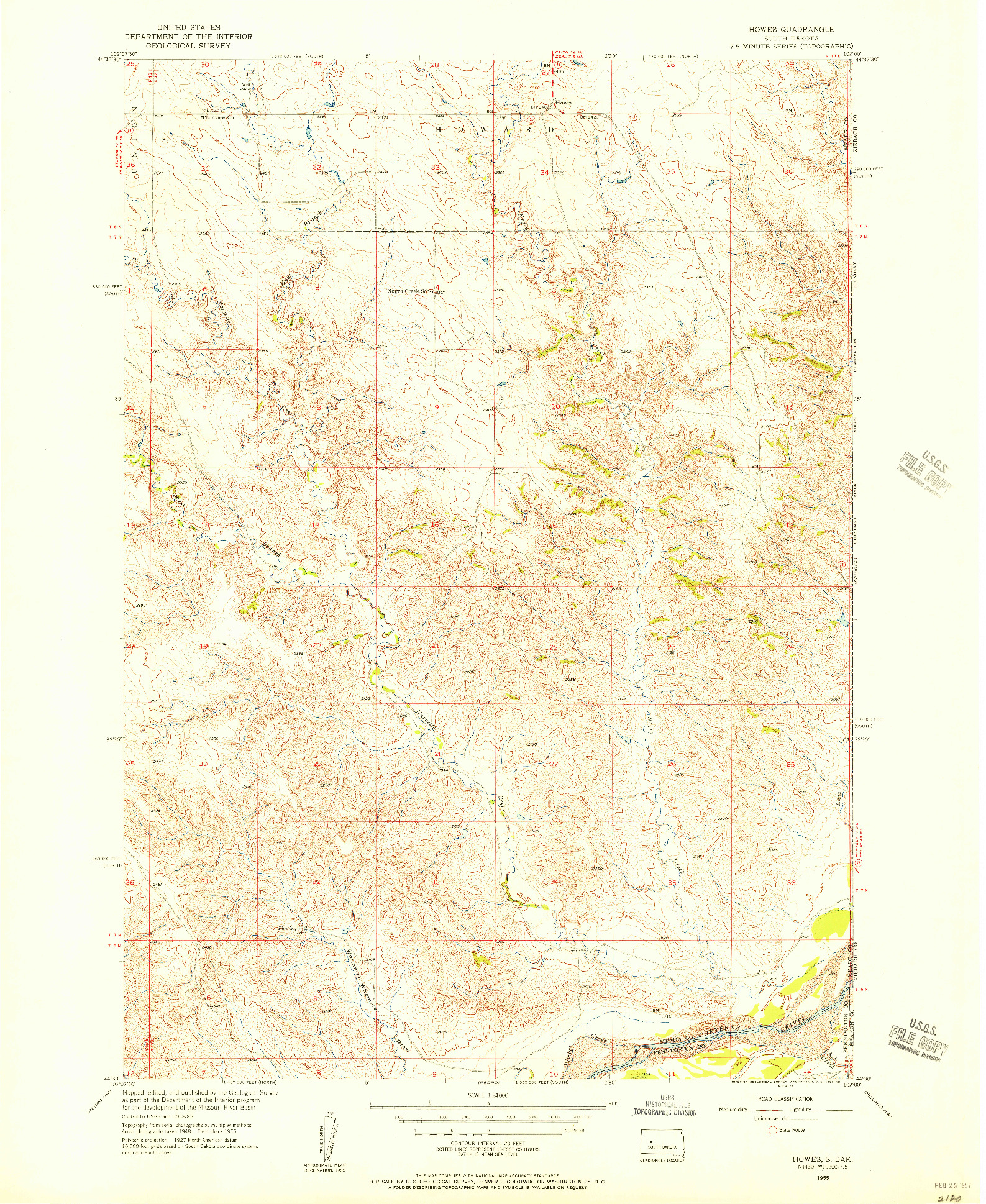 USGS 1:24000-SCALE QUADRANGLE FOR HOWES, SD 1955