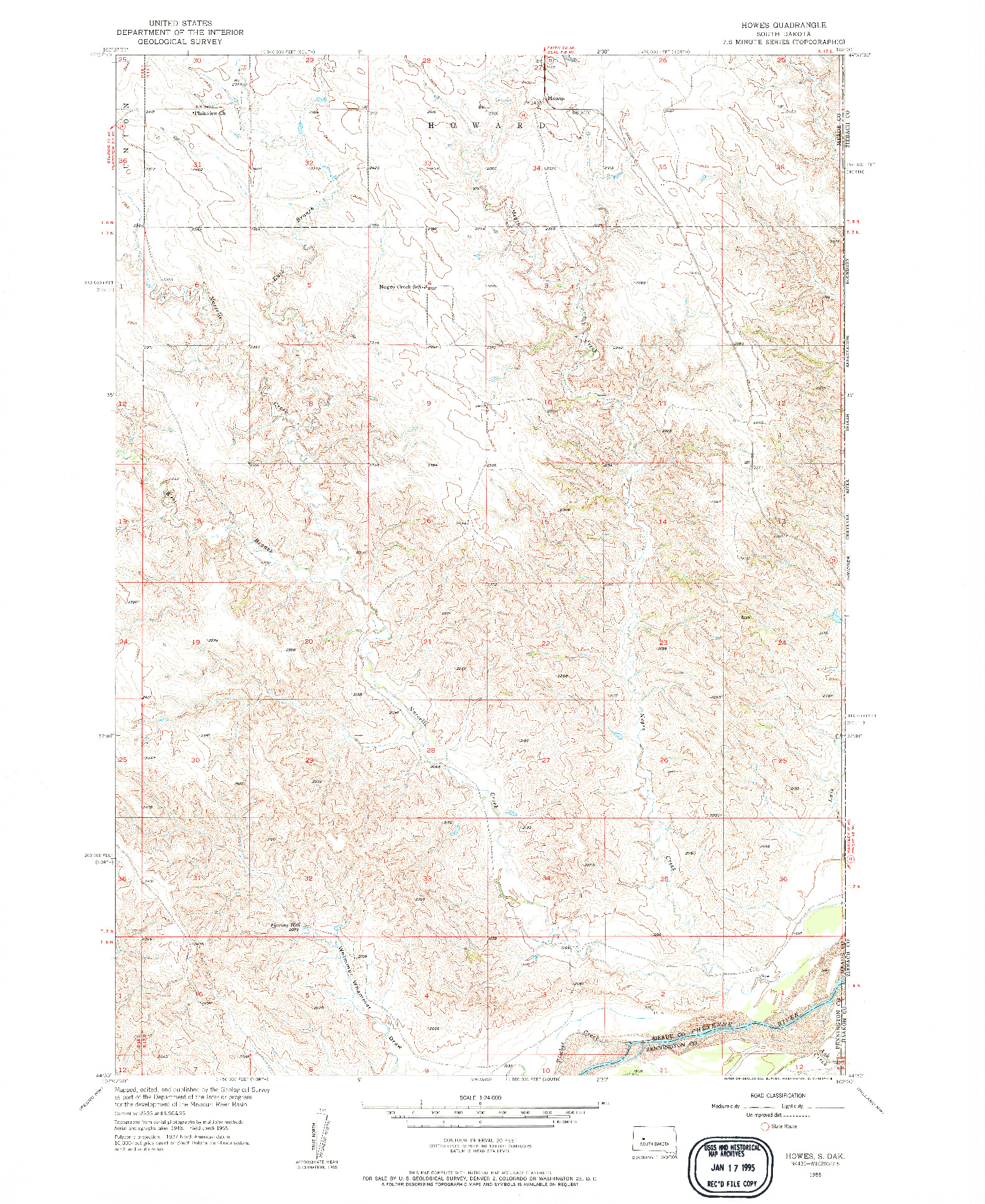 USGS 1:24000-SCALE QUADRANGLE FOR HOWES, SD 1955