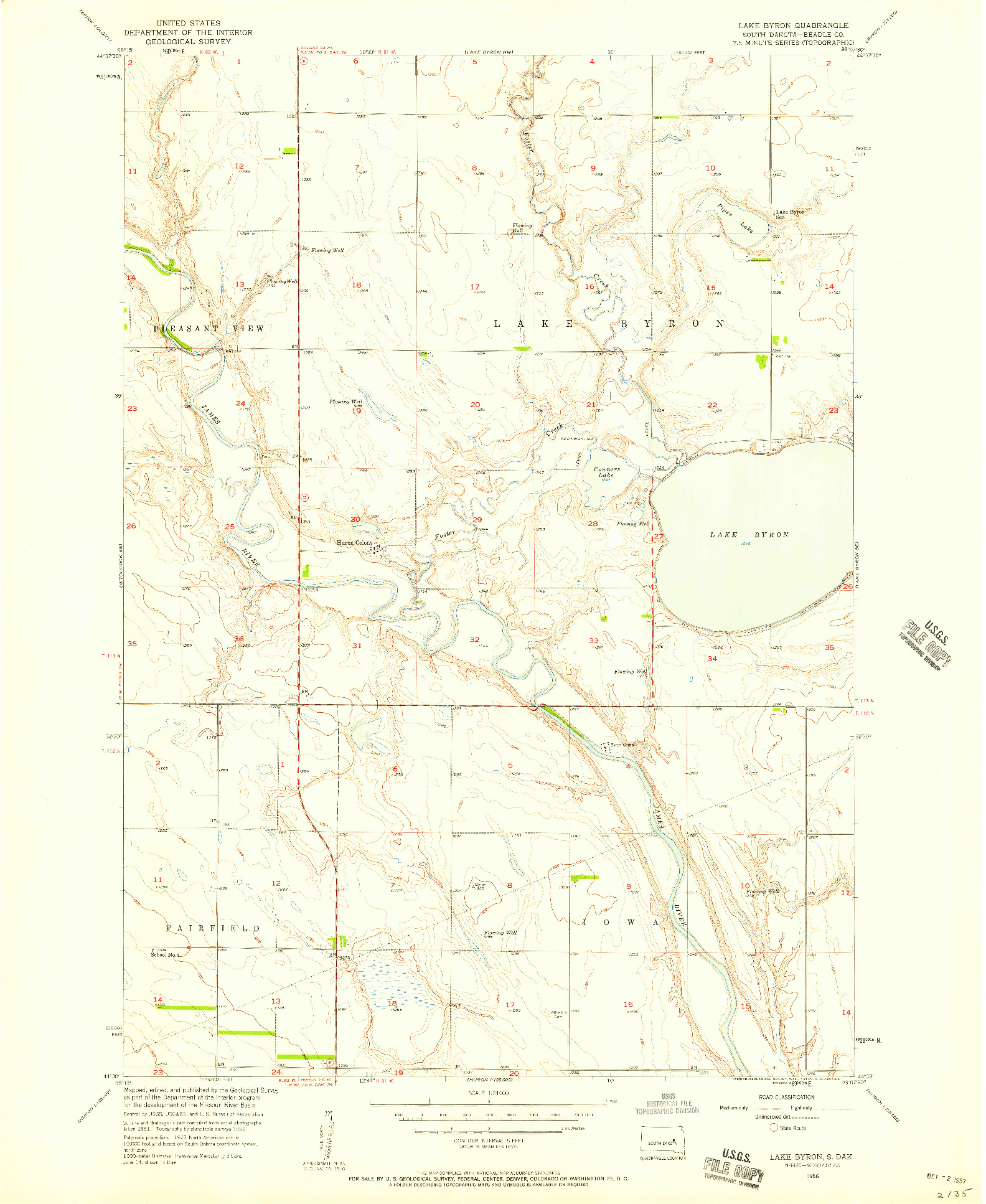 USGS 1:24000-SCALE QUADRANGLE FOR LAKE BYRON, SD 1956
