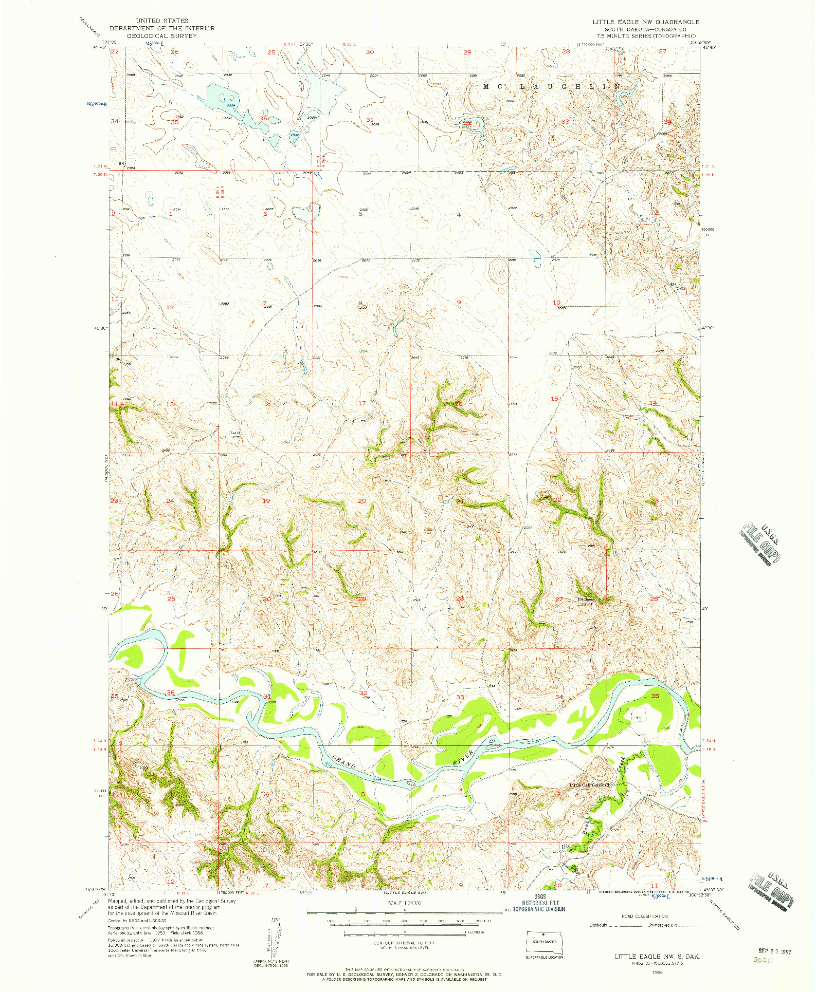 USGS 1:24000-SCALE QUADRANGLE FOR LITTLE EAGLE NW, SD 1956