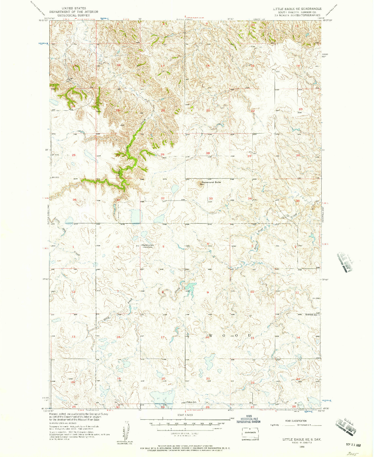 USGS 1:24000-SCALE QUADRANGLE FOR LITTLE EAGLE SE, SD 1956