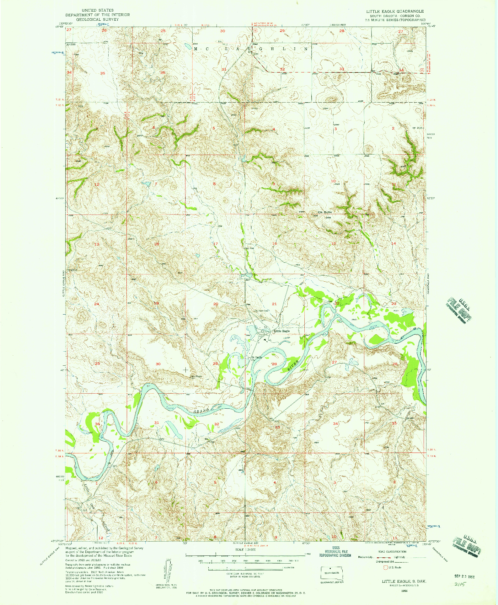 USGS 1:24000-SCALE QUADRANGLE FOR LITTLE EAGLE, SD 1956