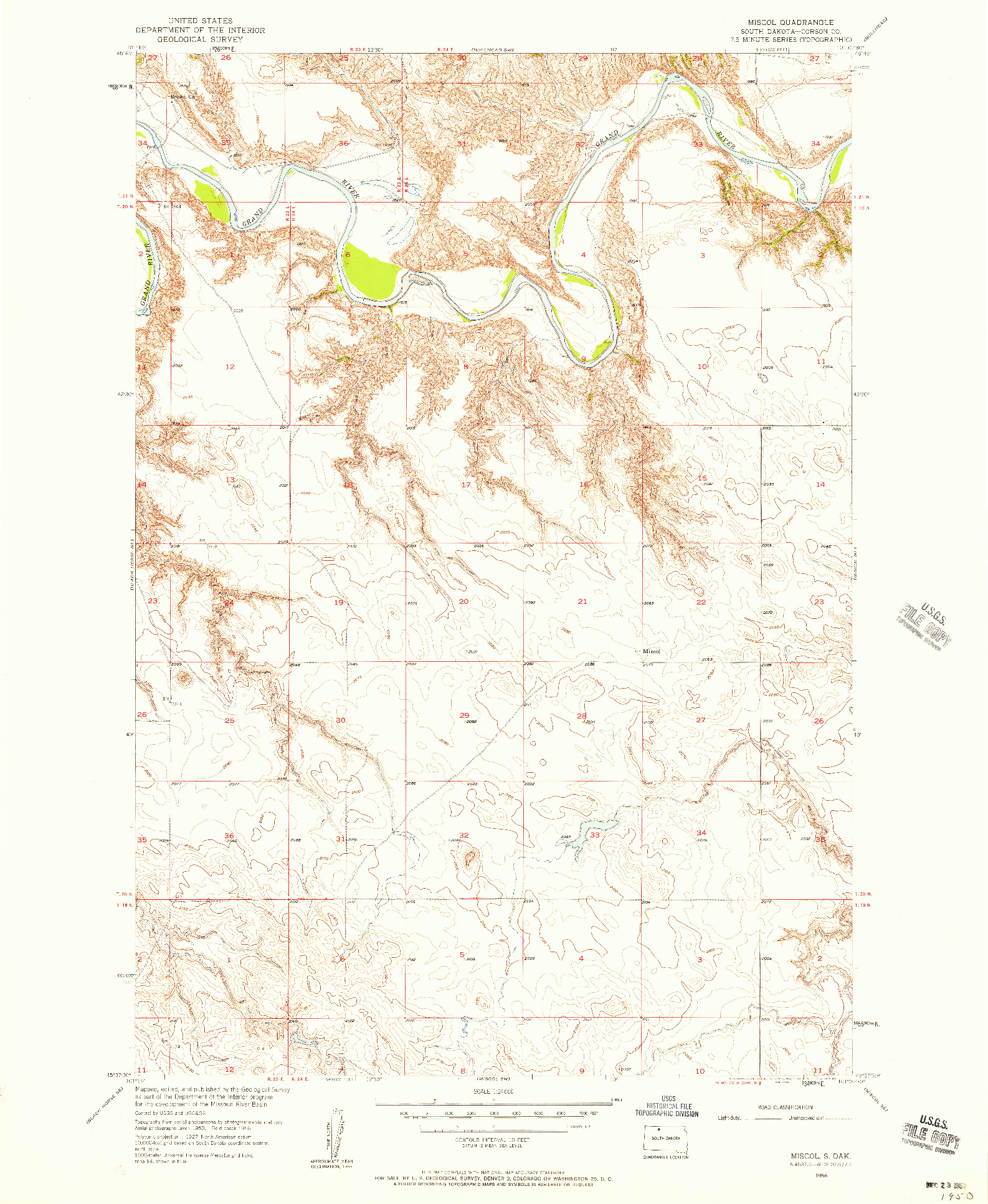 USGS 1:24000-SCALE QUADRANGLE FOR MISCOL, SD 1956