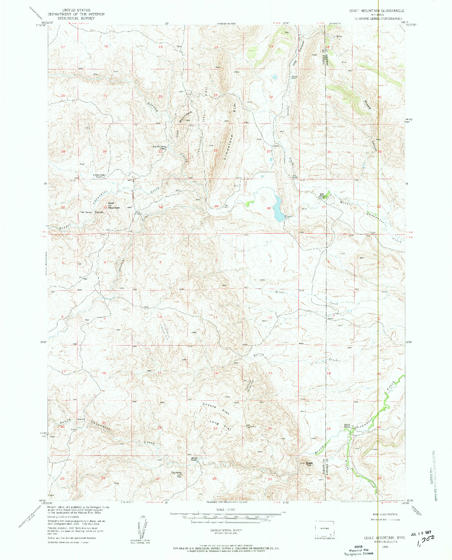 USGS 1:24000-SCALE QUADRANGLE FOR GOAT MOUNTAIN, WY 1955