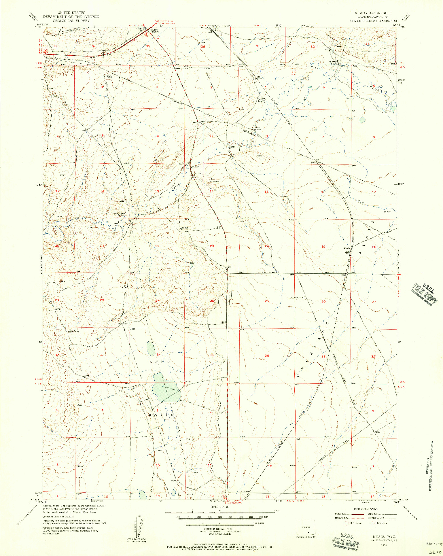 USGS 1:24000-SCALE QUADRANGLE FOR MEADS, WY 1955