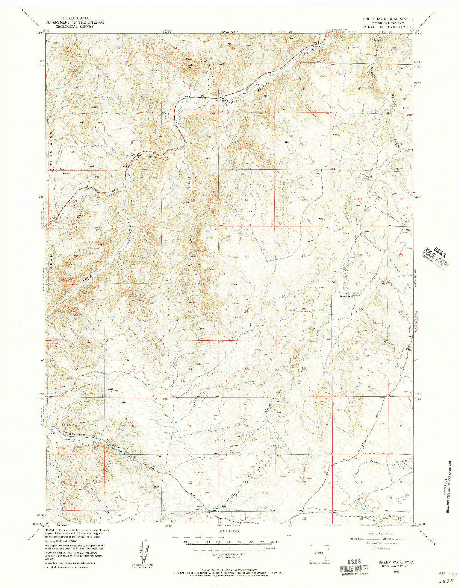 USGS 1:24000-SCALE QUADRANGLE FOR SHEEP ROCK, WY 1955