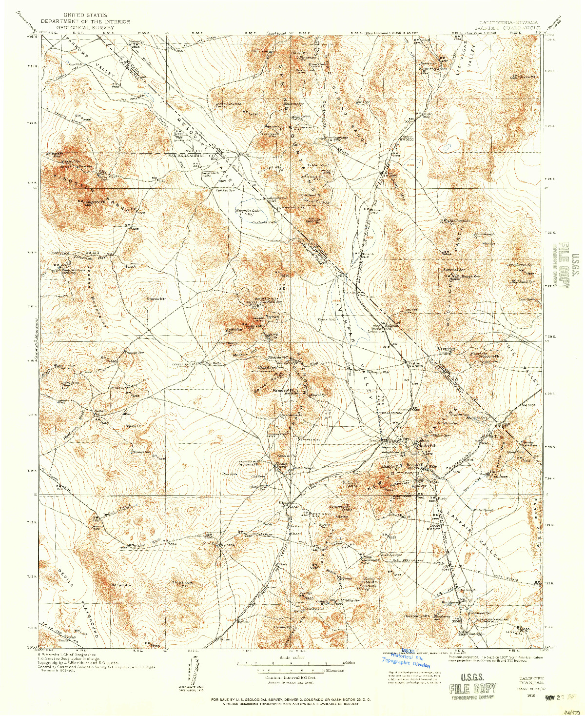 USGS 1:250000-SCALE QUADRANGLE FOR IVANPAH, CA 1910