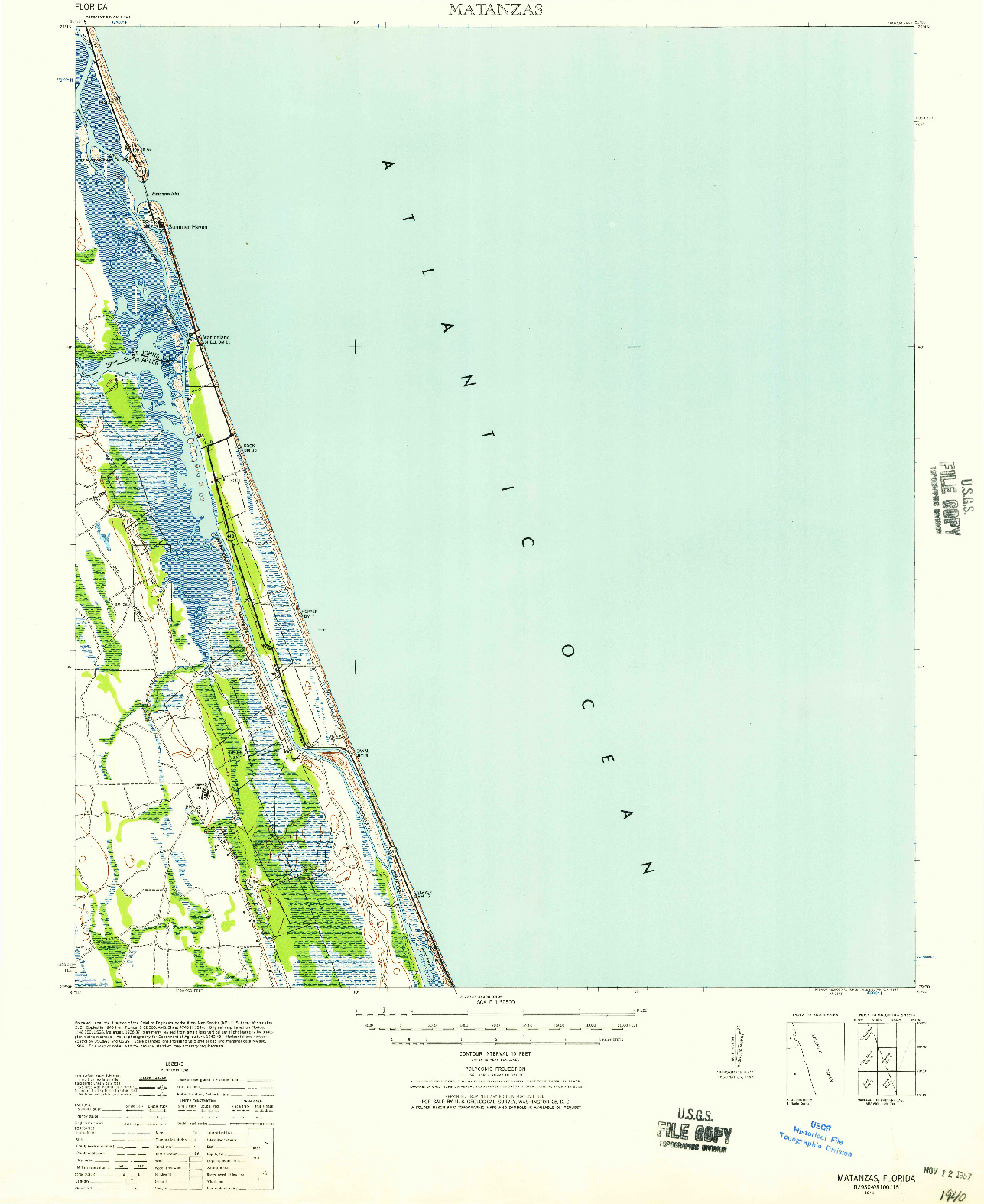 USGS 1:62500-SCALE QUADRANGLE FOR MATANZAS, FL 1943