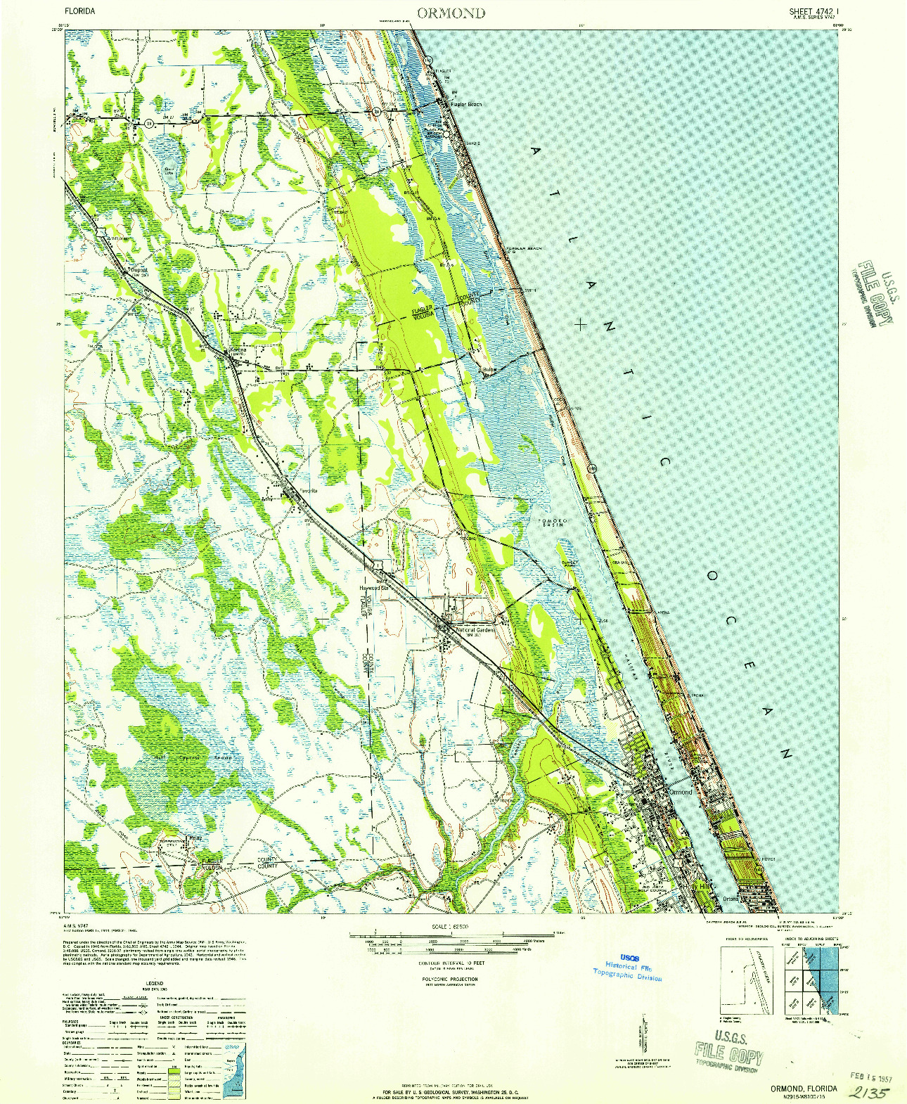 USGS 1:62500-SCALE QUADRANGLE FOR ORMOND, FL 1944