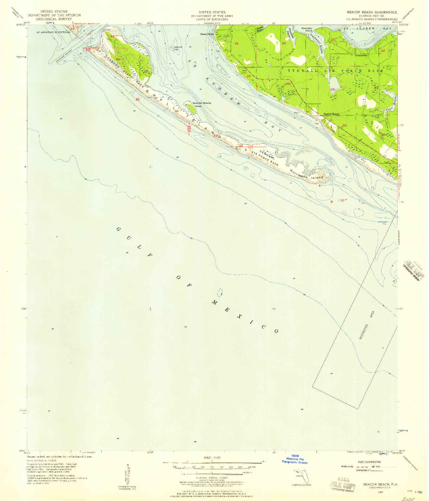 USGS 1:24000-SCALE QUADRANGLE FOR BEACON BEACH, FL 1956