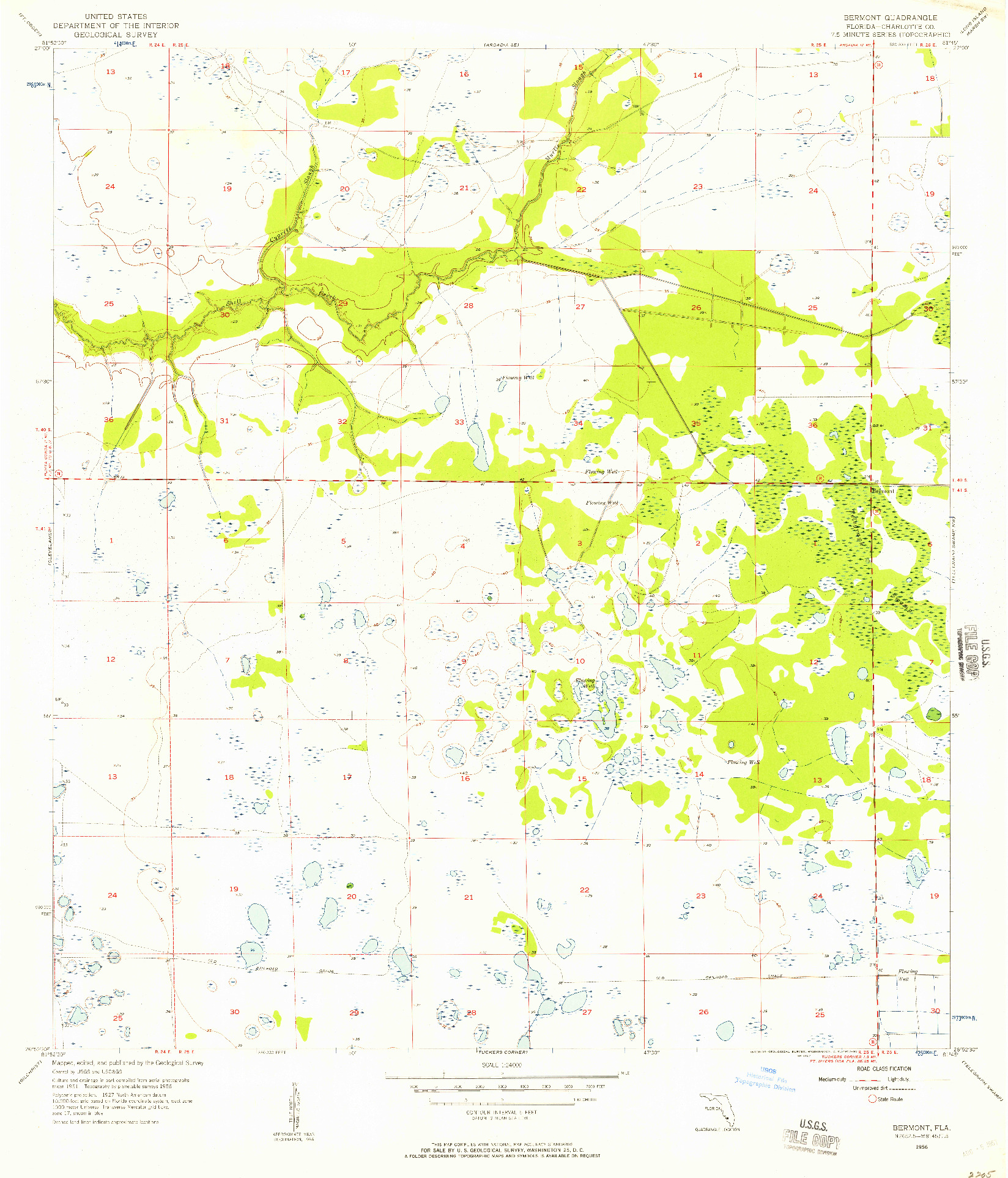 USGS 1:24000-SCALE QUADRANGLE FOR BERMONT, FL 1956