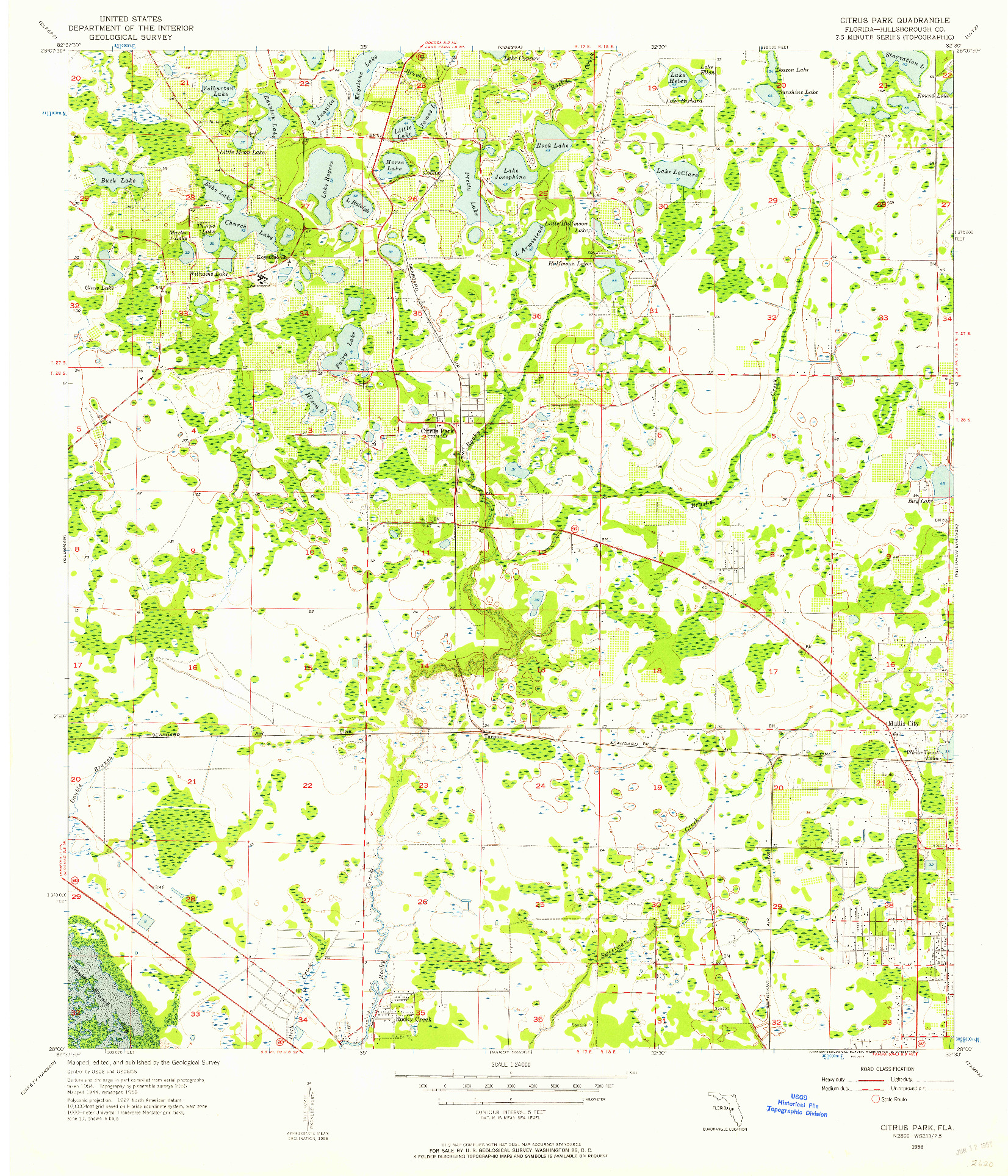 USGS 1:24000-SCALE QUADRANGLE FOR CITRUS PARK, FL 1956