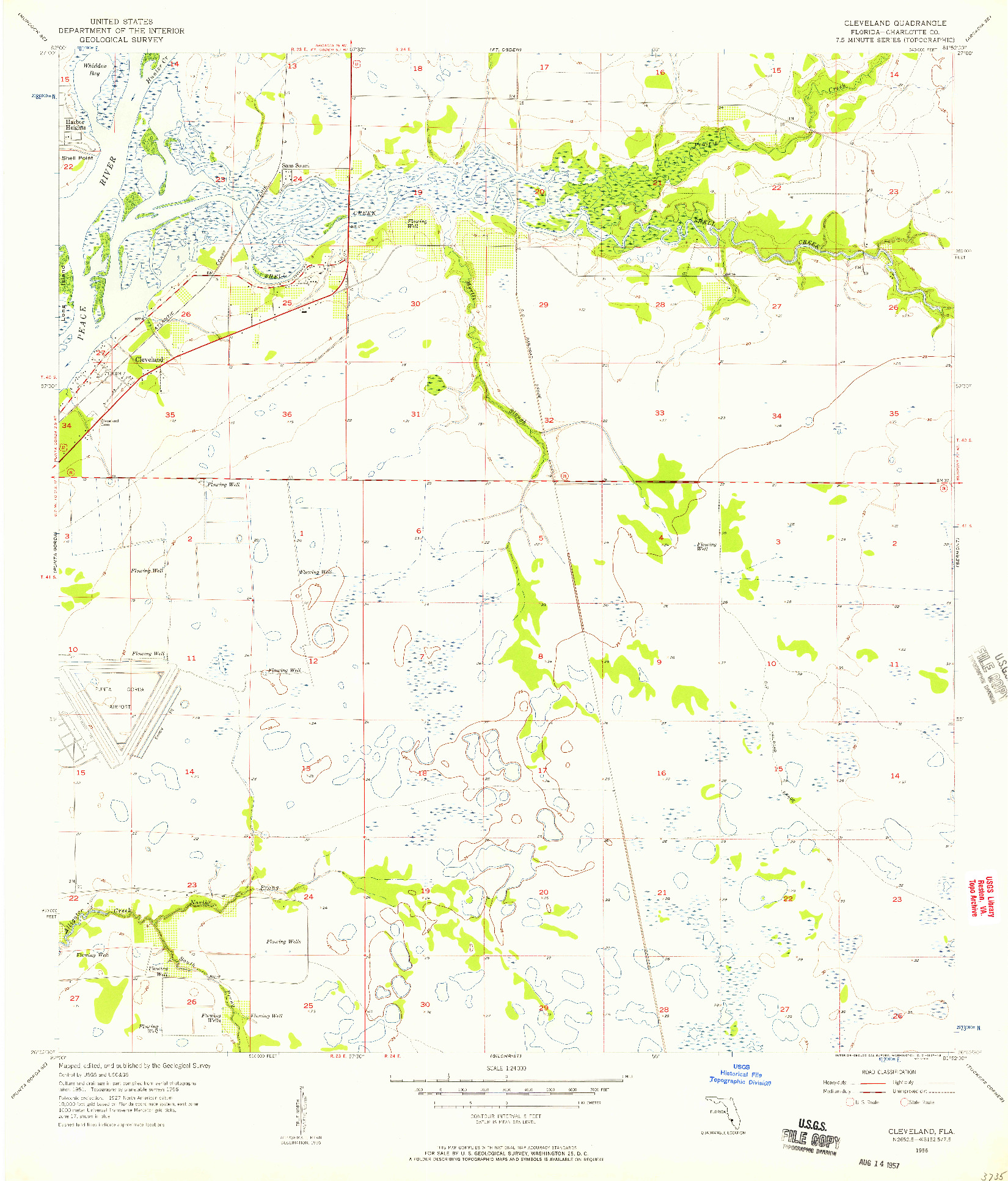 USGS 1:24000-SCALE QUADRANGLE FOR CLEVELAND, FL 1956