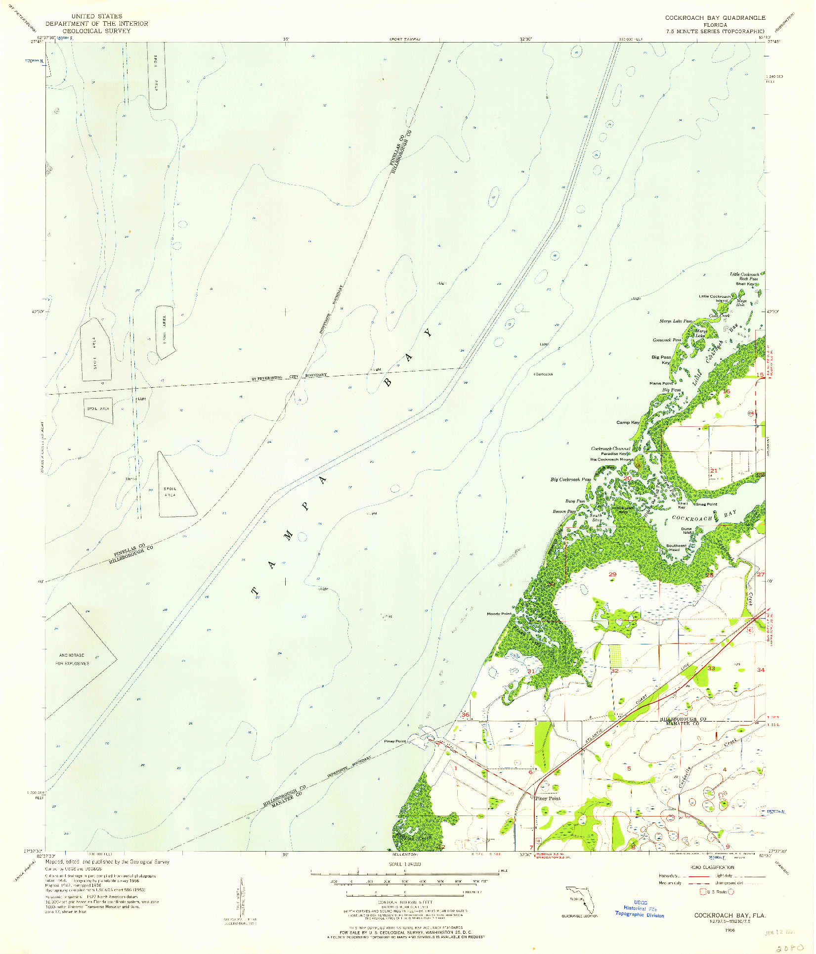 USGS 1:24000-SCALE QUADRANGLE FOR COCKROACH BAY, FL 1956