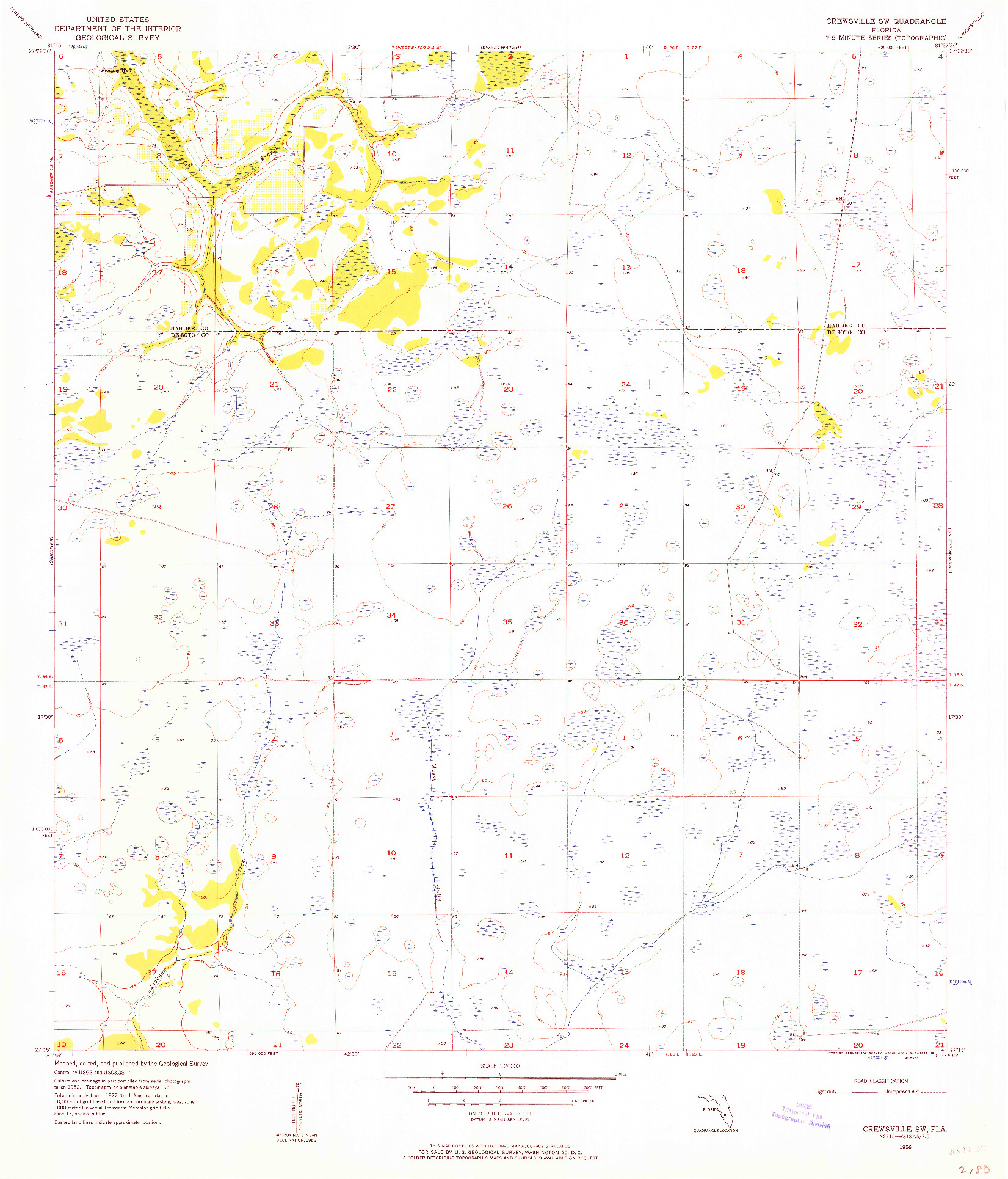 USGS 1:24000-SCALE QUADRANGLE FOR CREWSVILLE SW, FL 1956