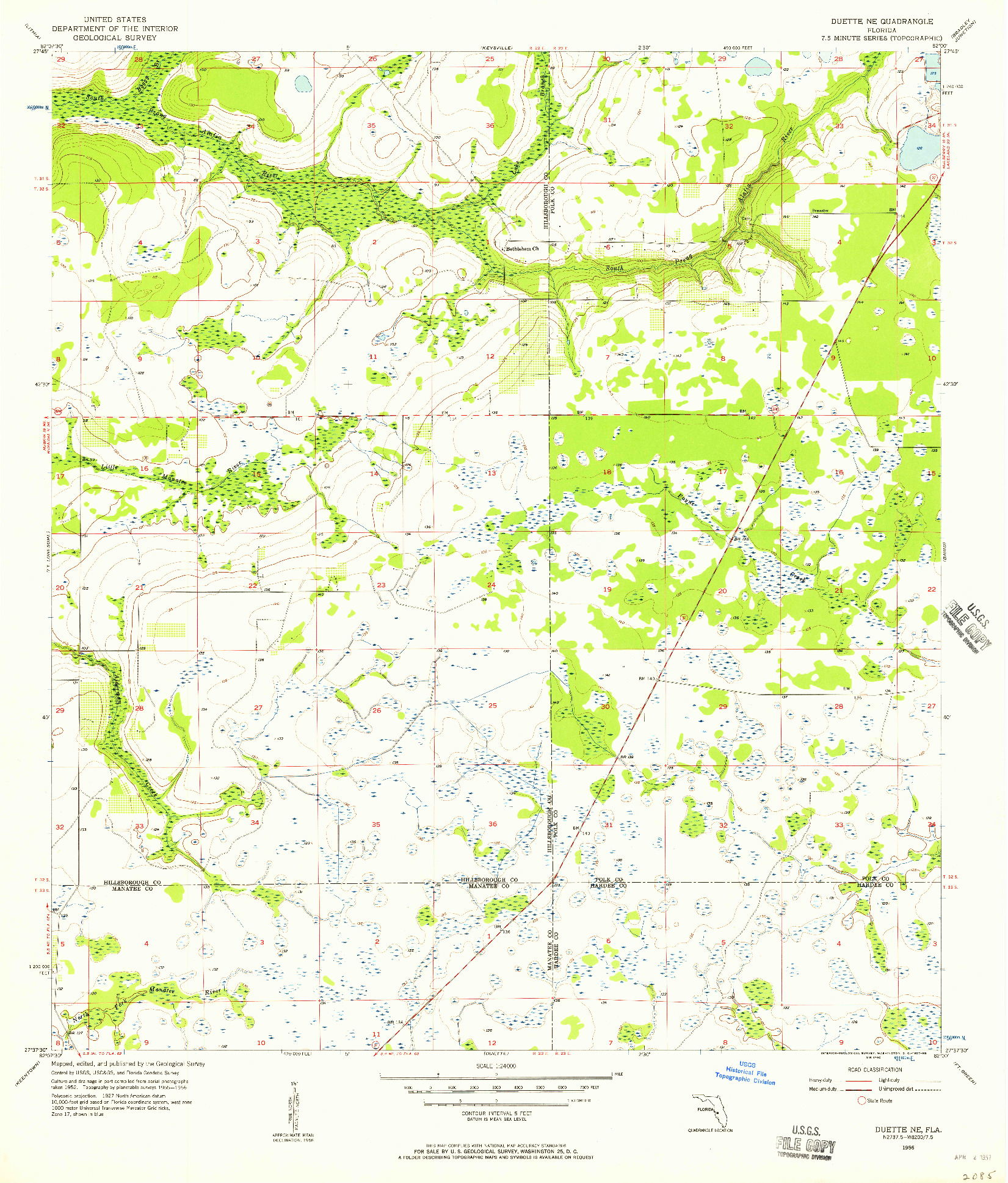 USGS 1:24000-SCALE QUADRANGLE FOR DUETTE NE, FL 1956