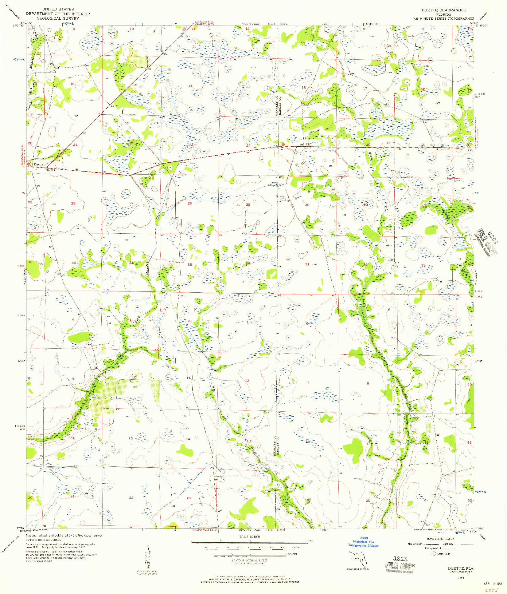 USGS 1:24000-SCALE QUADRANGLE FOR DUETTE, FL 1956