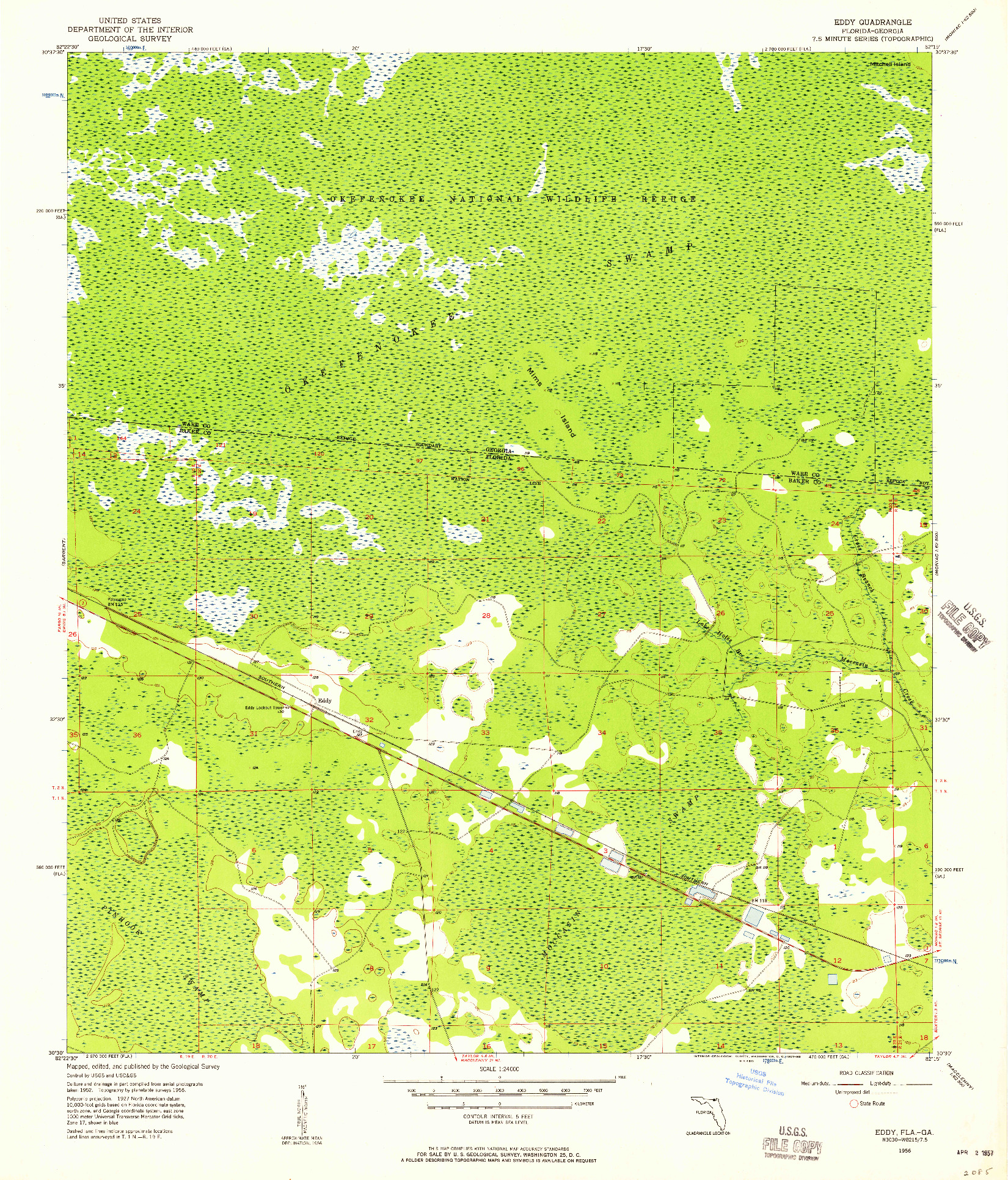 USGS 1:24000-SCALE QUADRANGLE FOR EDDY, FL 1956