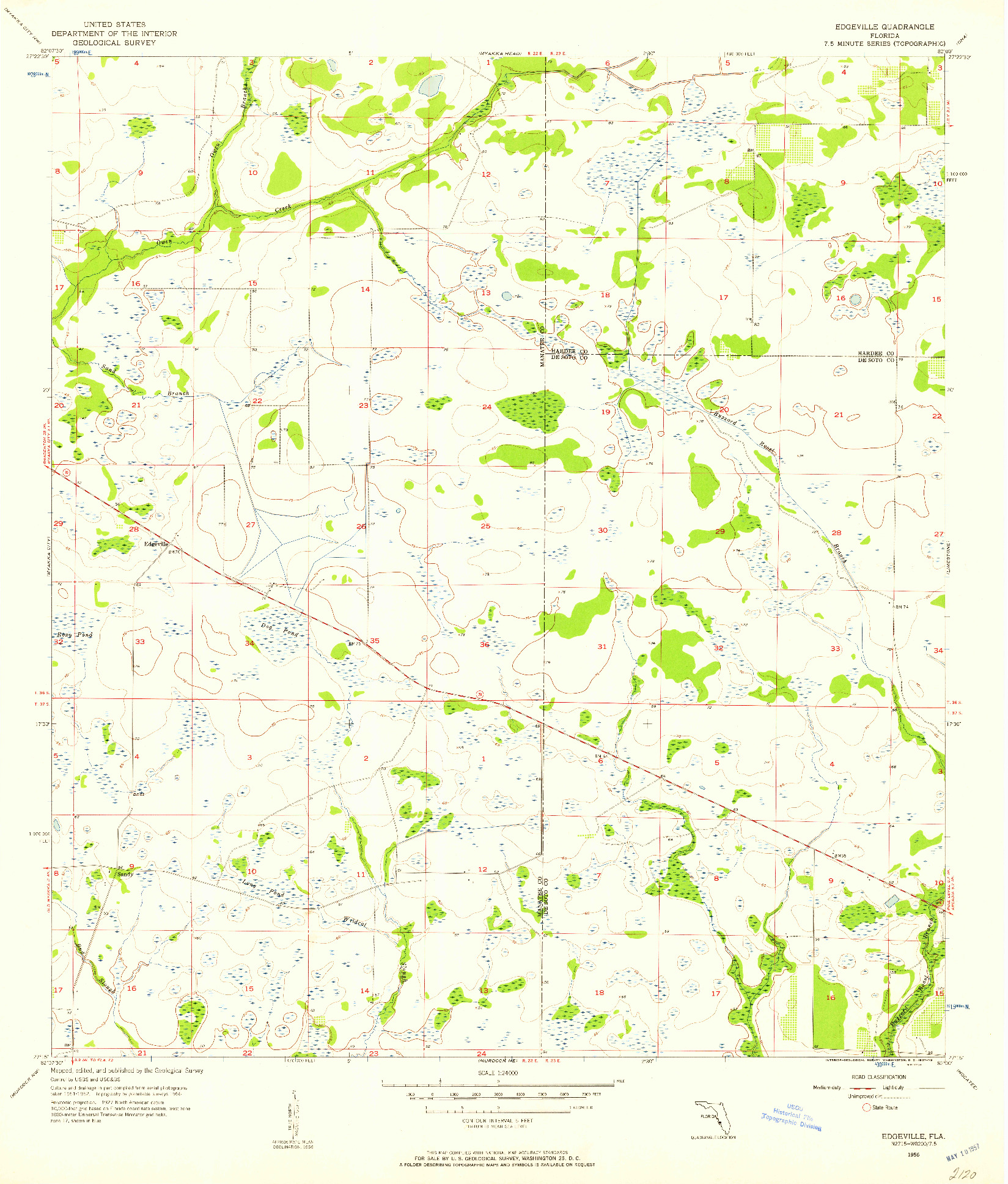 USGS 1:24000-SCALE QUADRANGLE FOR EDGEVILLE, FL 1956