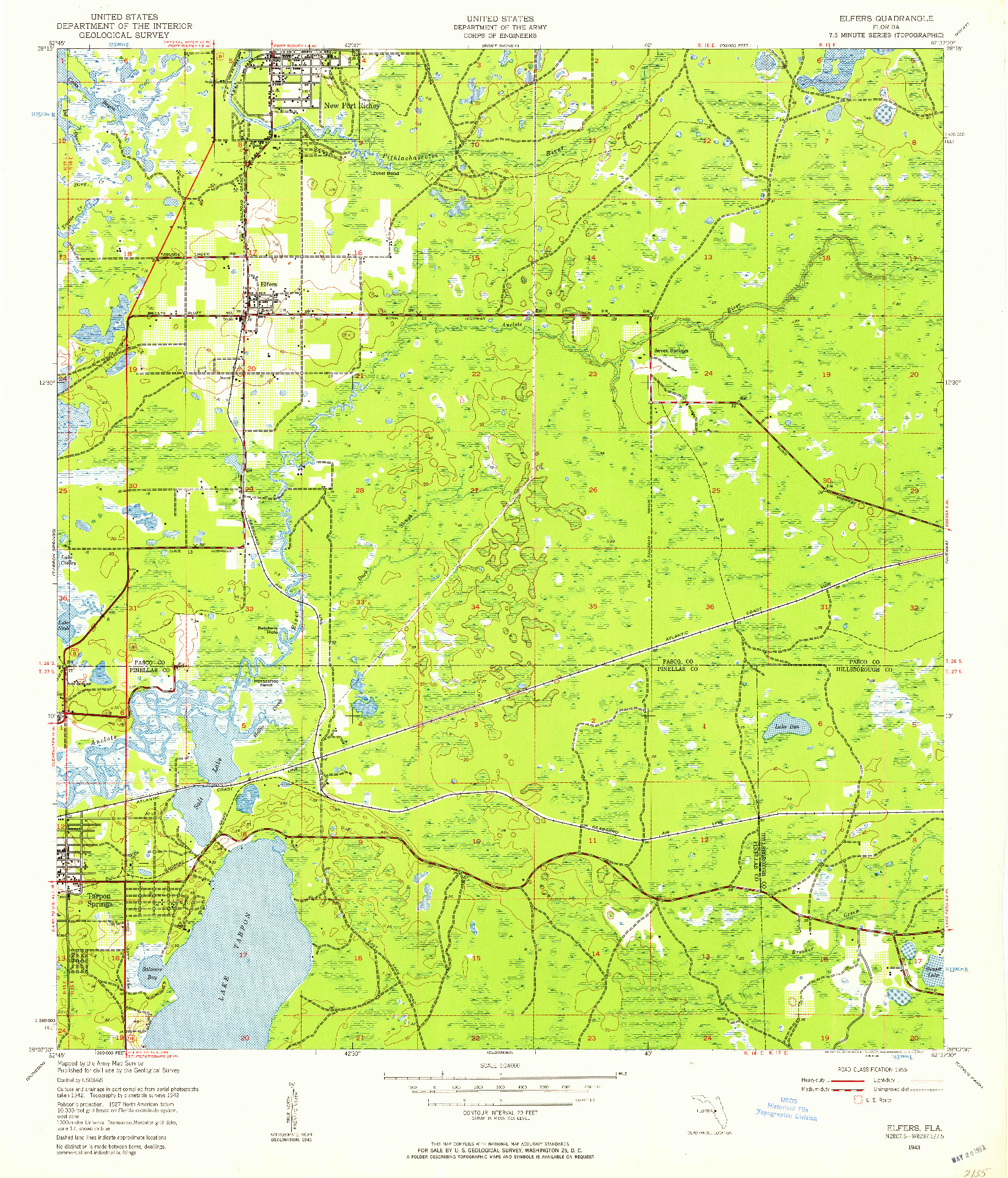 USGS 1:24000-SCALE QUADRANGLE FOR ELFERS, FL 1943