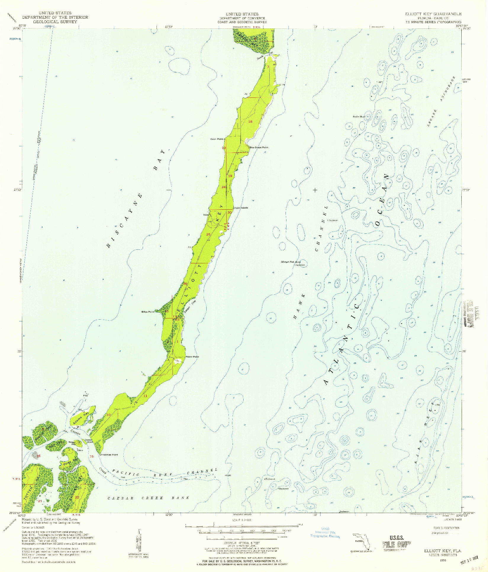 USGS 1:24000-SCALE QUADRANGLE FOR ELLIOTT KEY, FL 1956