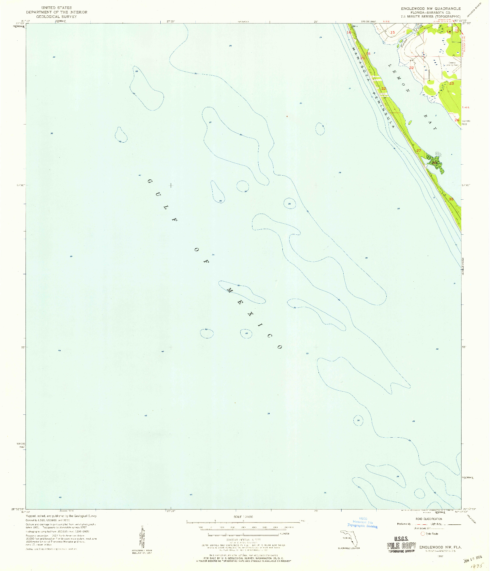 USGS 1:24000-SCALE QUADRANGLE FOR ENGLEWOOD NW, FL 1957