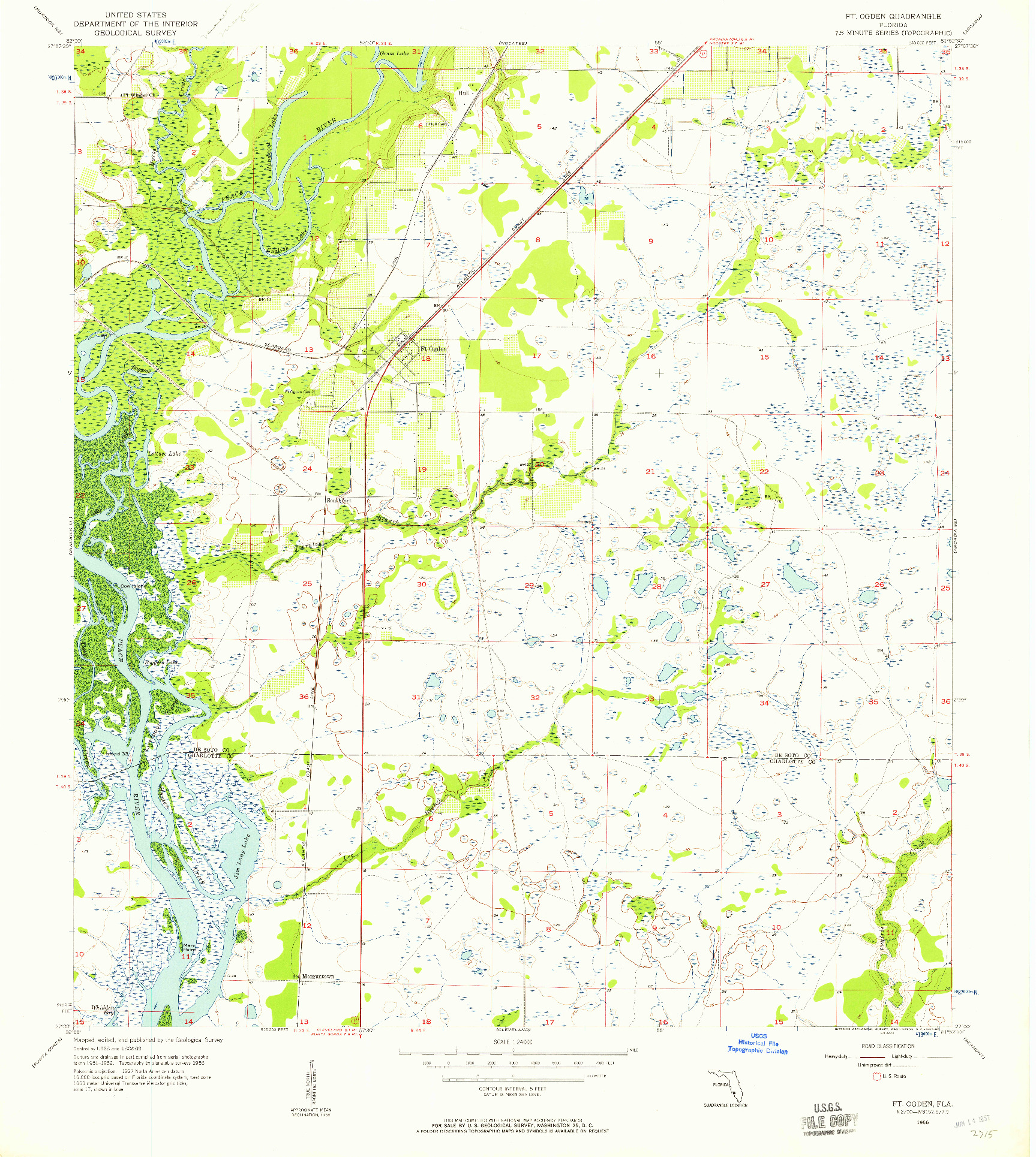 USGS 1:24000-SCALE QUADRANGLE FOR FT. OGDEN, FL 1956