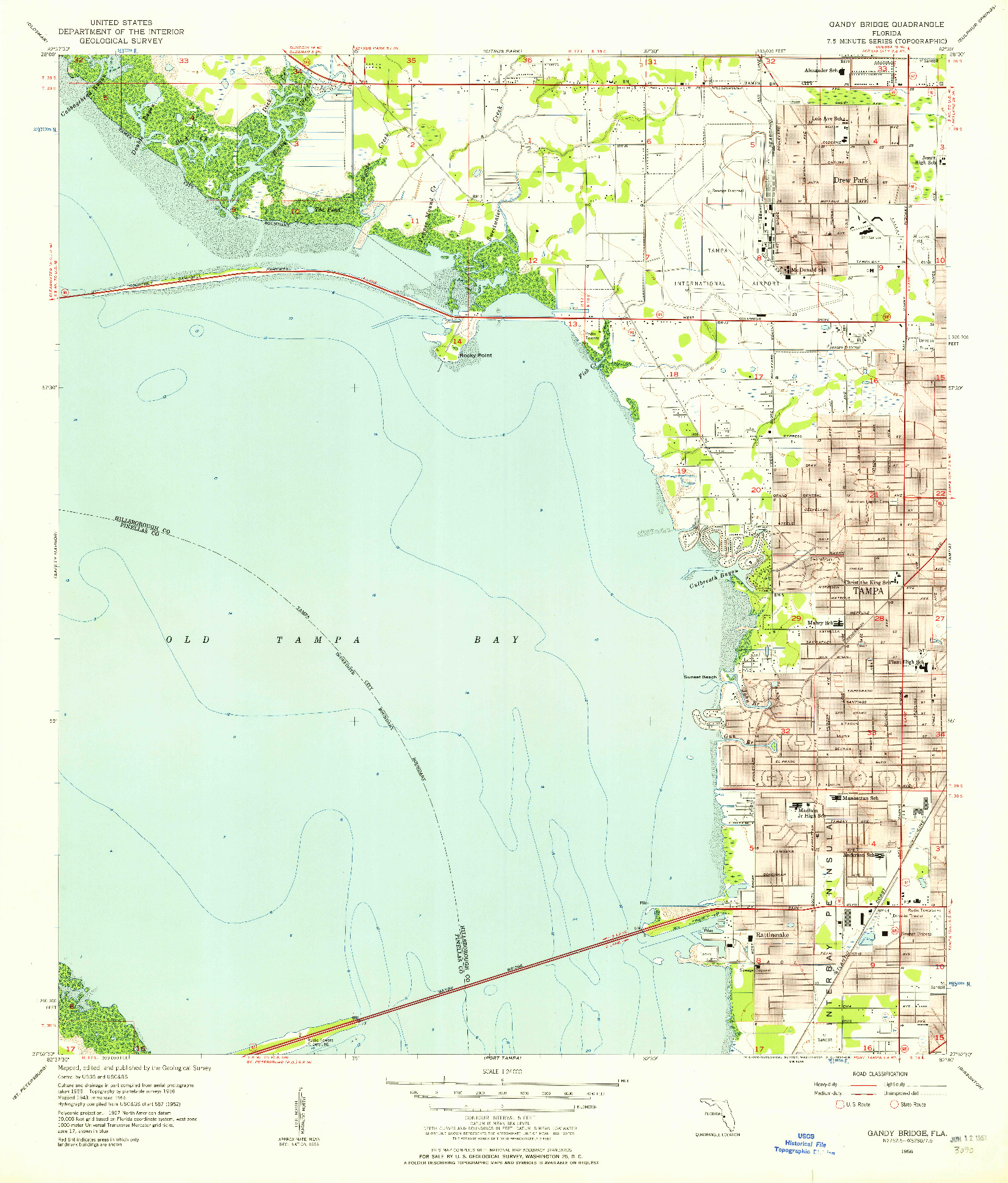 USGS 1:24000-SCALE QUADRANGLE FOR GANDY BRIDGE, FL 1956