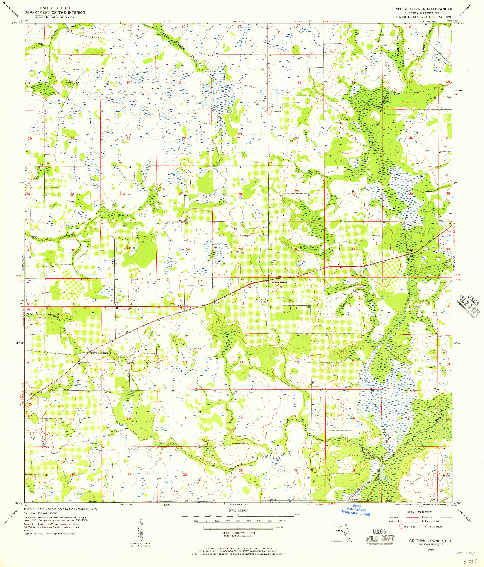 USGS 1:24000-SCALE QUADRANGLE FOR GRIFFINS CORNER, FL 1956