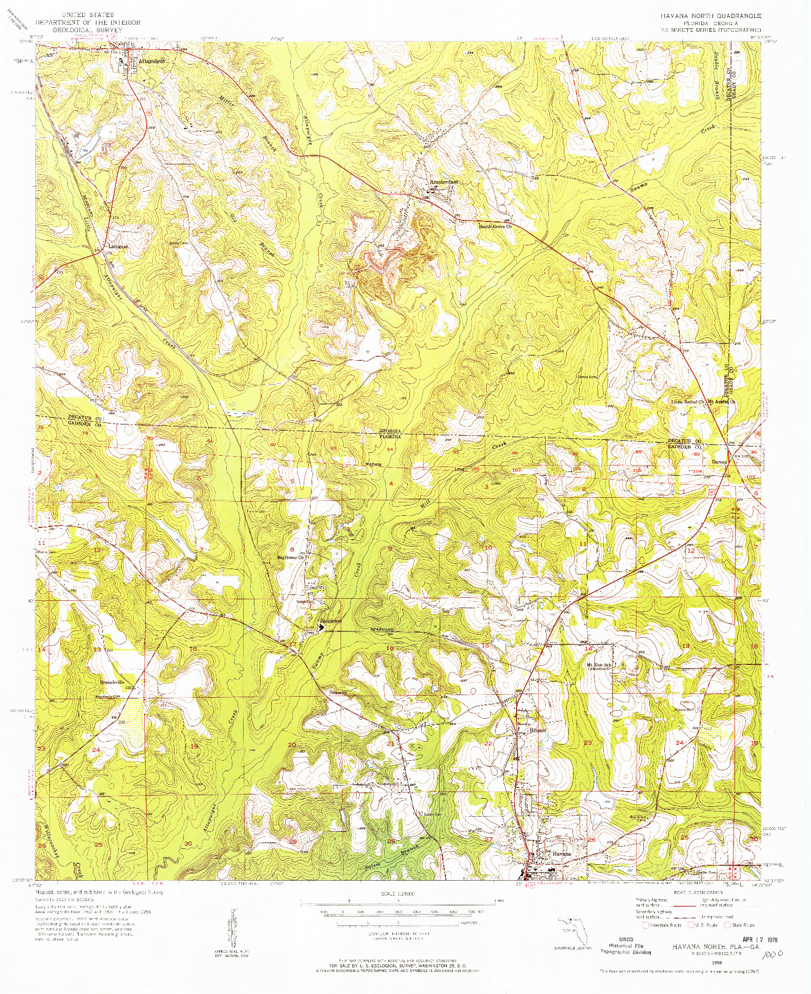 USGS 1:24000-SCALE QUADRANGLE FOR HAVANA NORTH, FL 1956