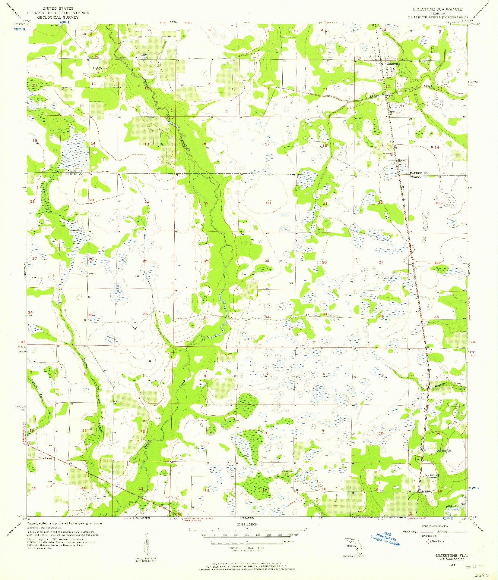 USGS 1:24000-SCALE QUADRANGLE FOR LIMESTONE, FL 1956