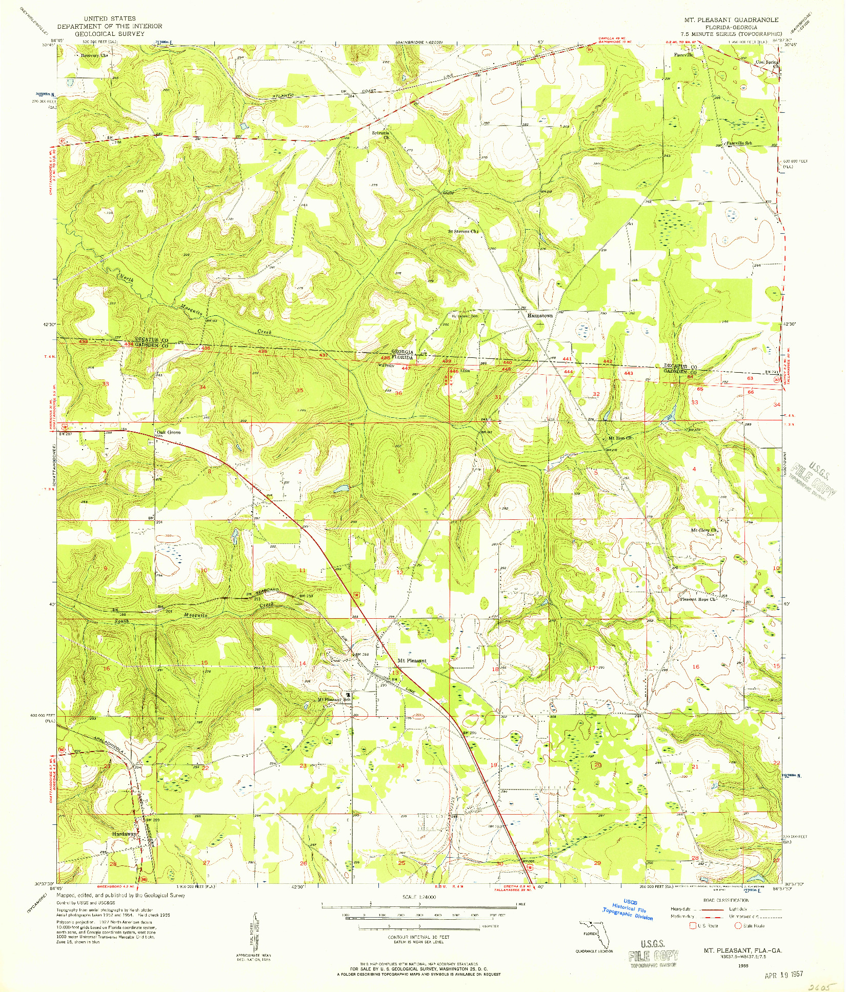 USGS 1:24000-SCALE QUADRANGLE FOR MT PLEASANT, FL 1955