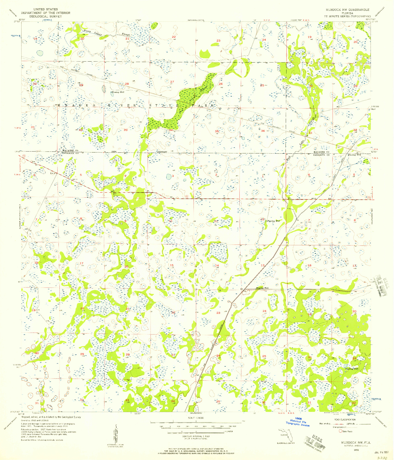 USGS 1:24000-SCALE QUADRANGLE FOR MURDOCK NW, FL 1956