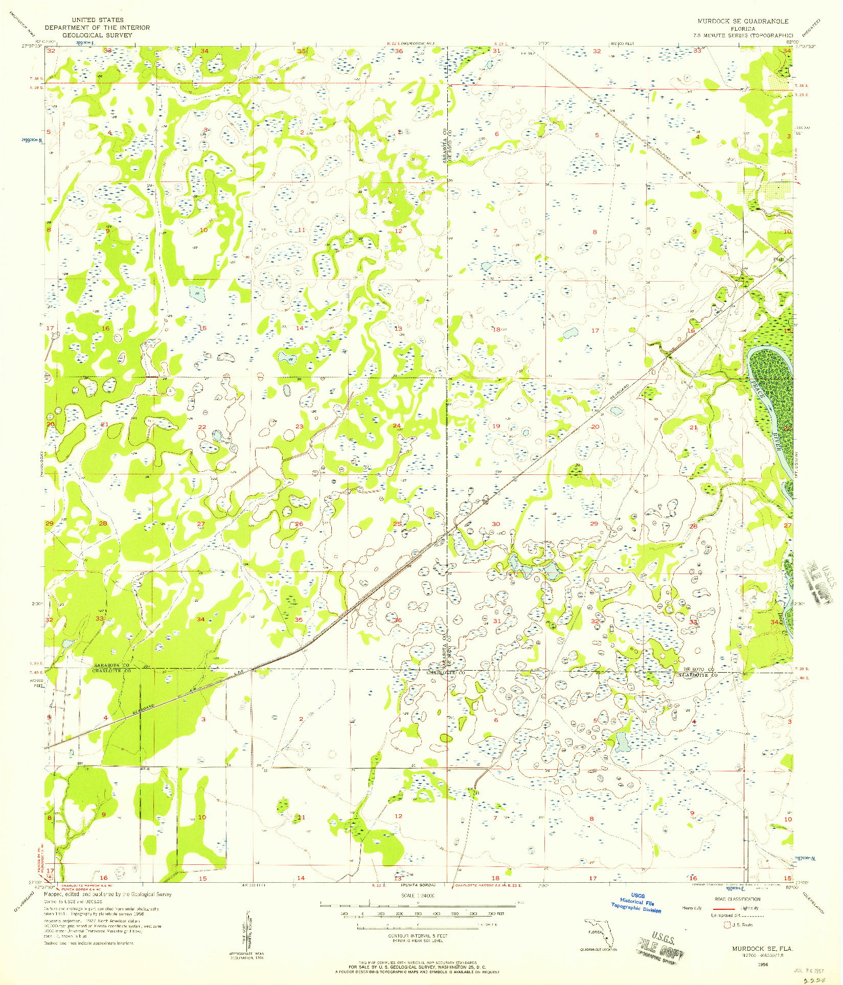 USGS 1:24000-SCALE QUADRANGLE FOR MURDOCK SE, FL 1956