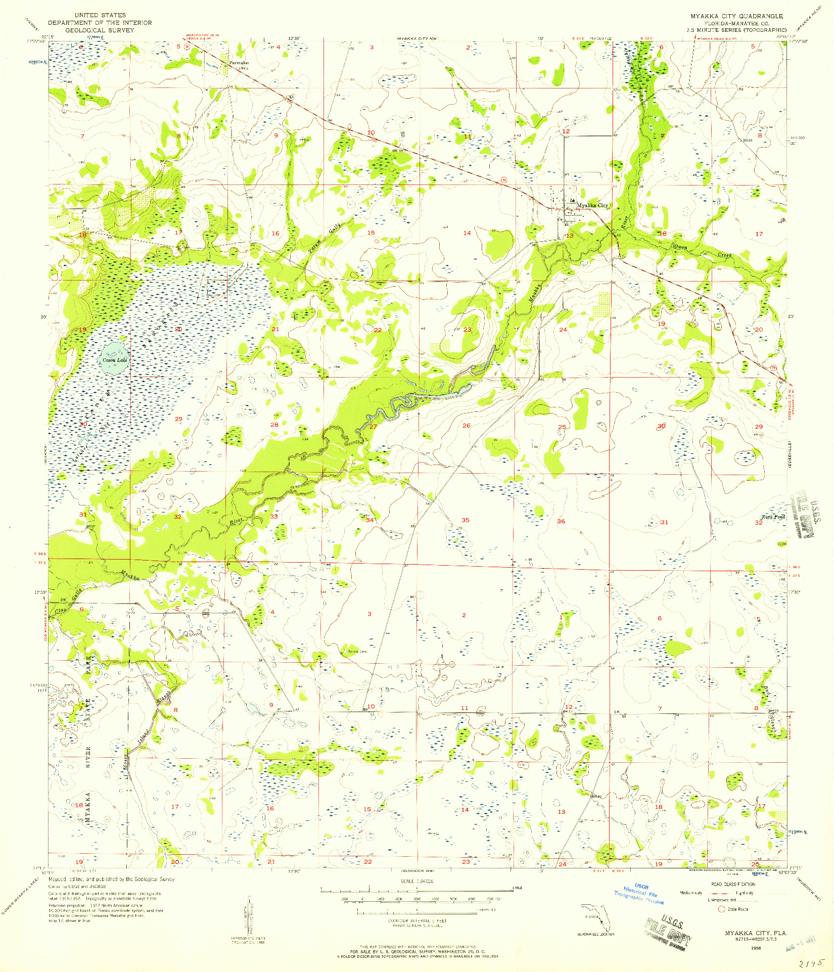 USGS 1:24000-SCALE QUADRANGLE FOR MYAKKA CITY, FL 1956