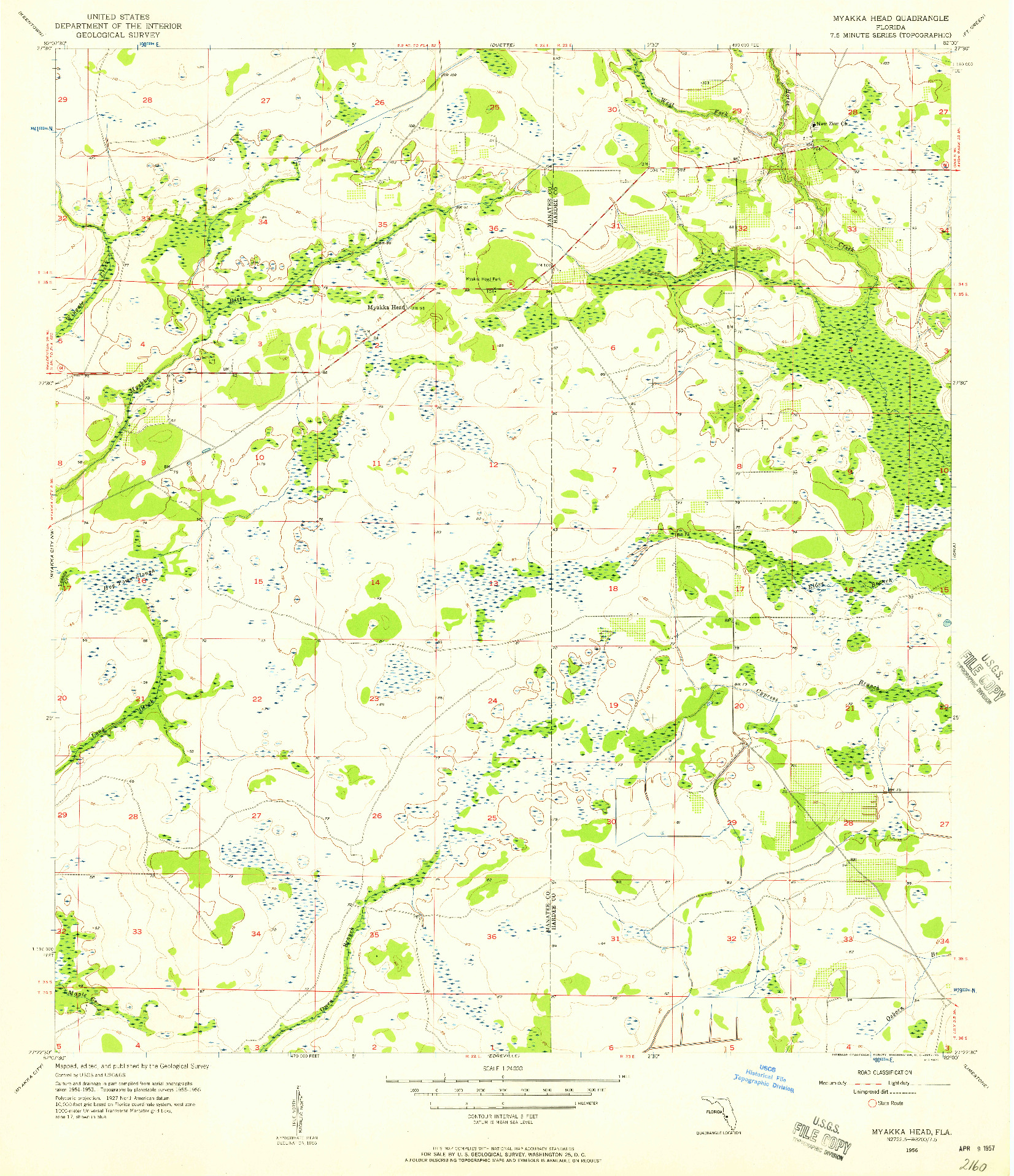 USGS 1:24000-SCALE QUADRANGLE FOR MYAKKA HEAD, FL 1956