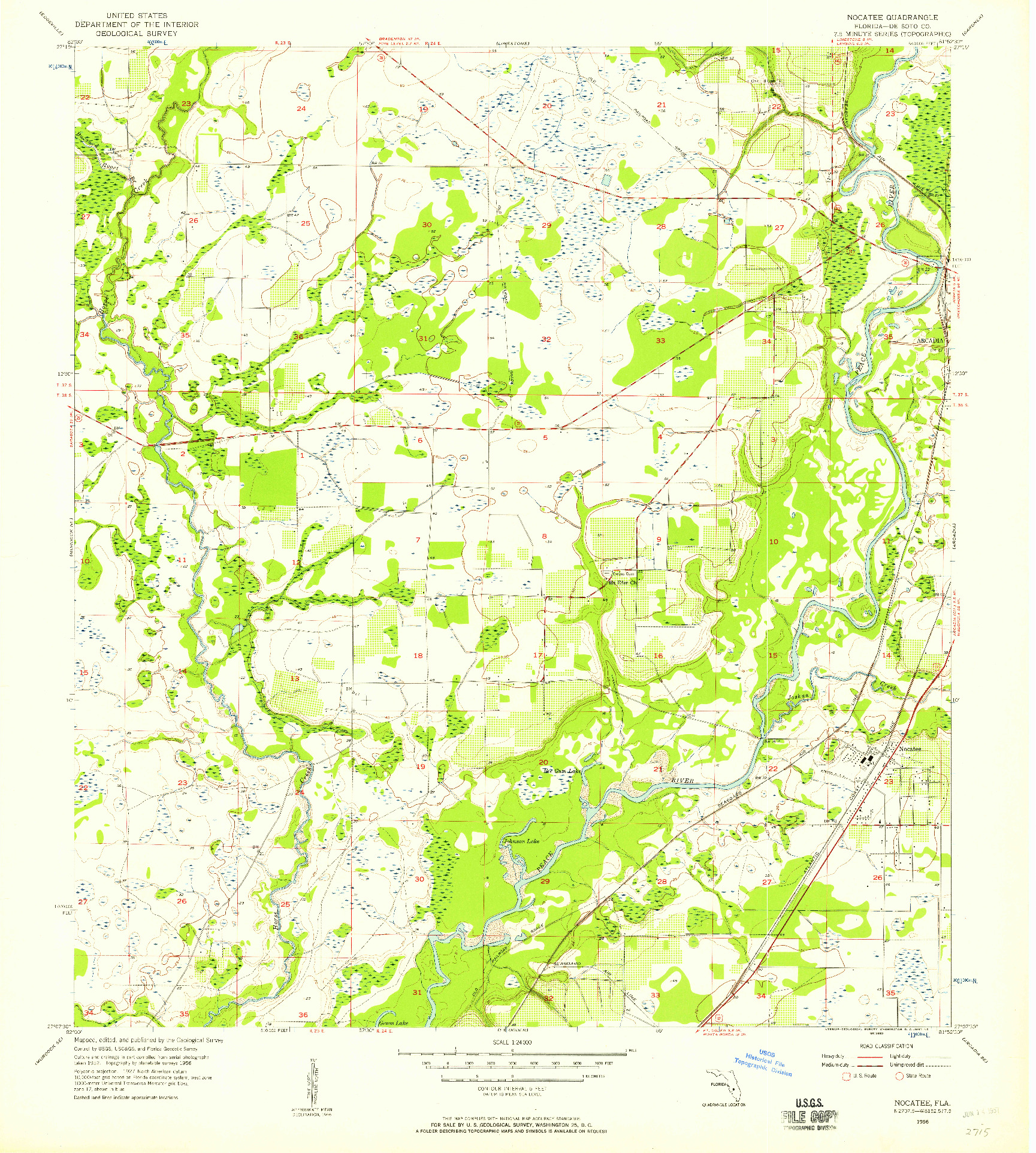 USGS 1:24000-SCALE QUADRANGLE FOR NOCATEE, FL 1956