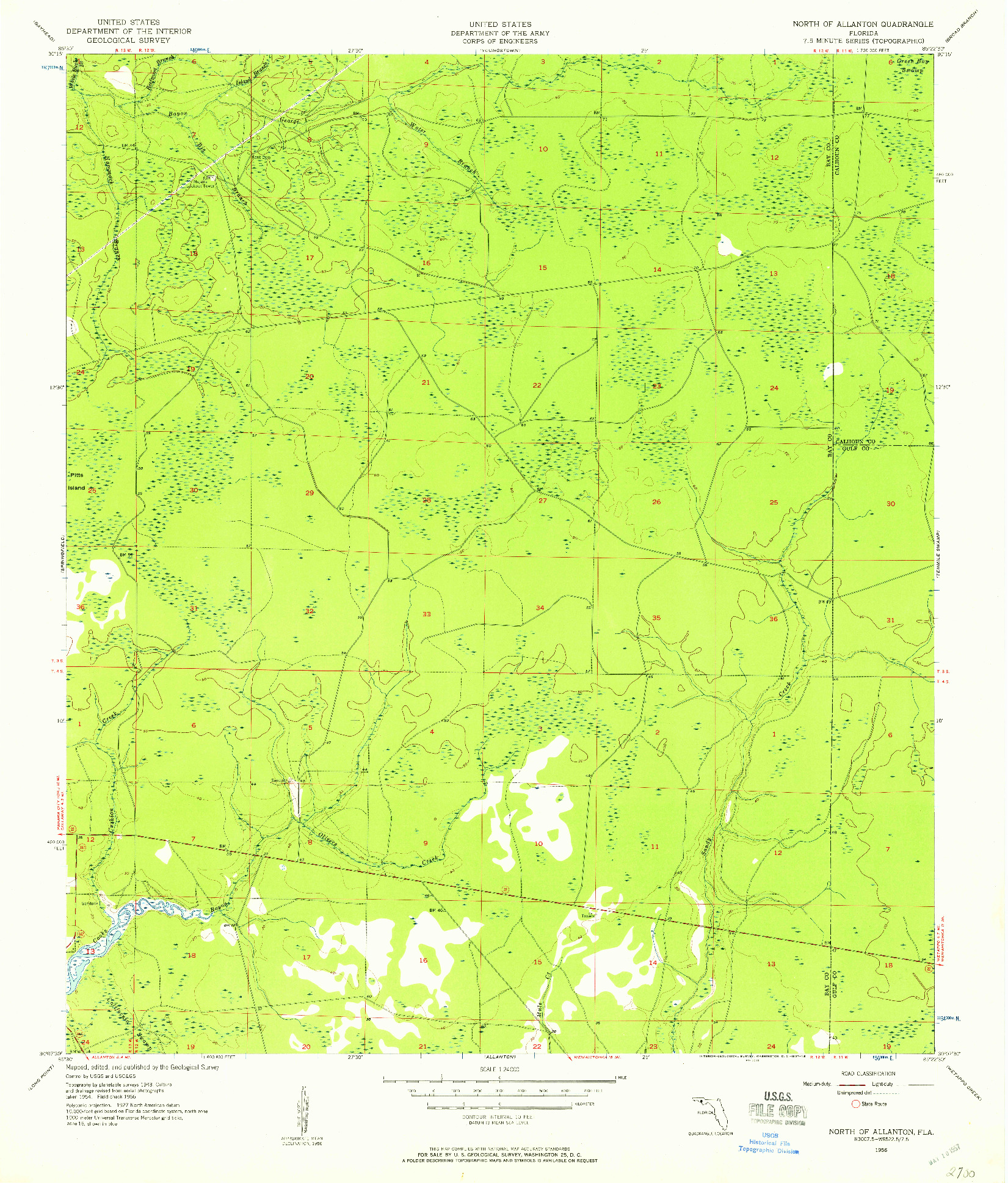USGS 1:24000-SCALE QUADRANGLE FOR NORTH OF ALLANTON, FL 1956