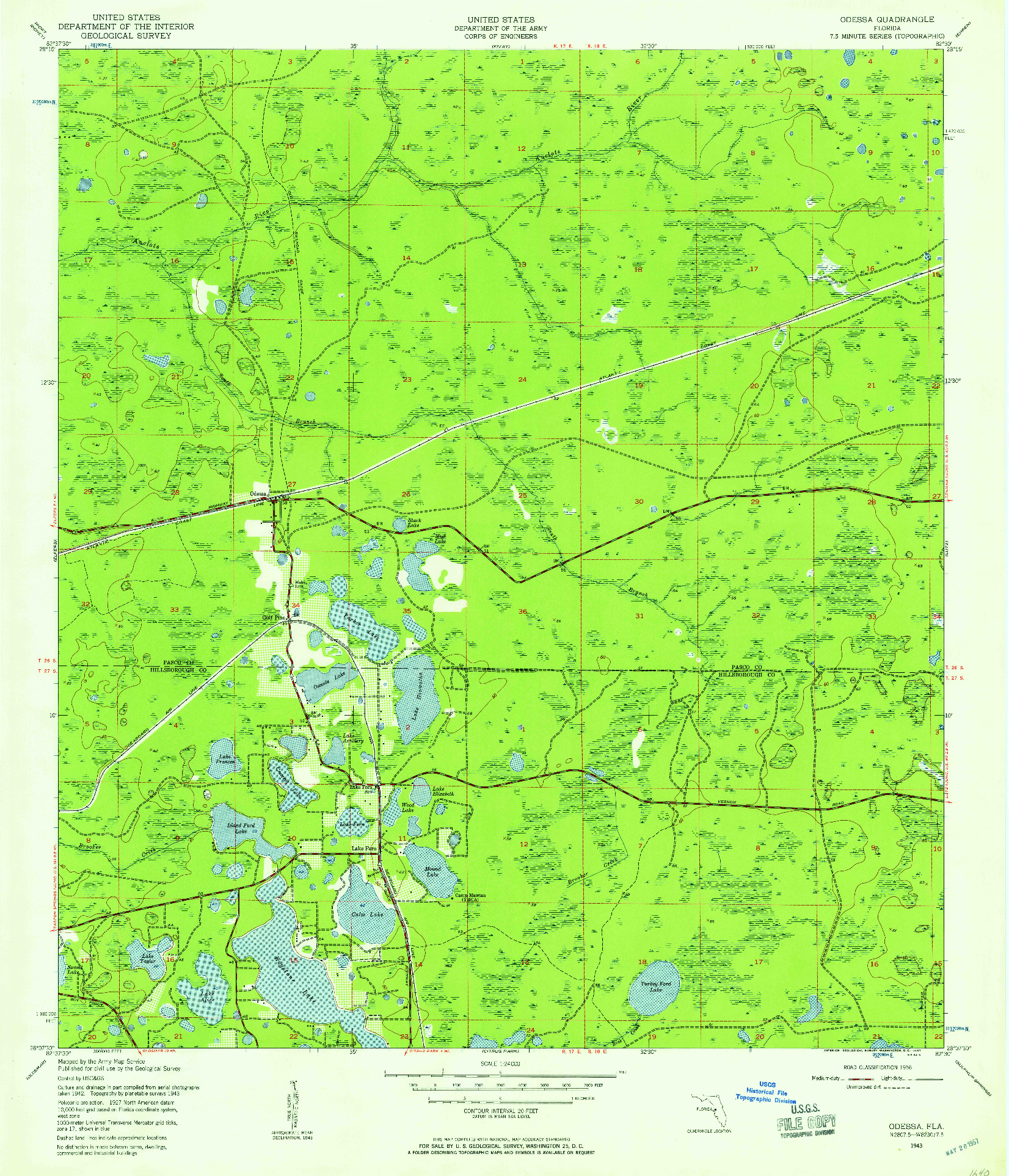 USGS 1:24000-SCALE QUADRANGLE FOR ODESSA, FL 1943