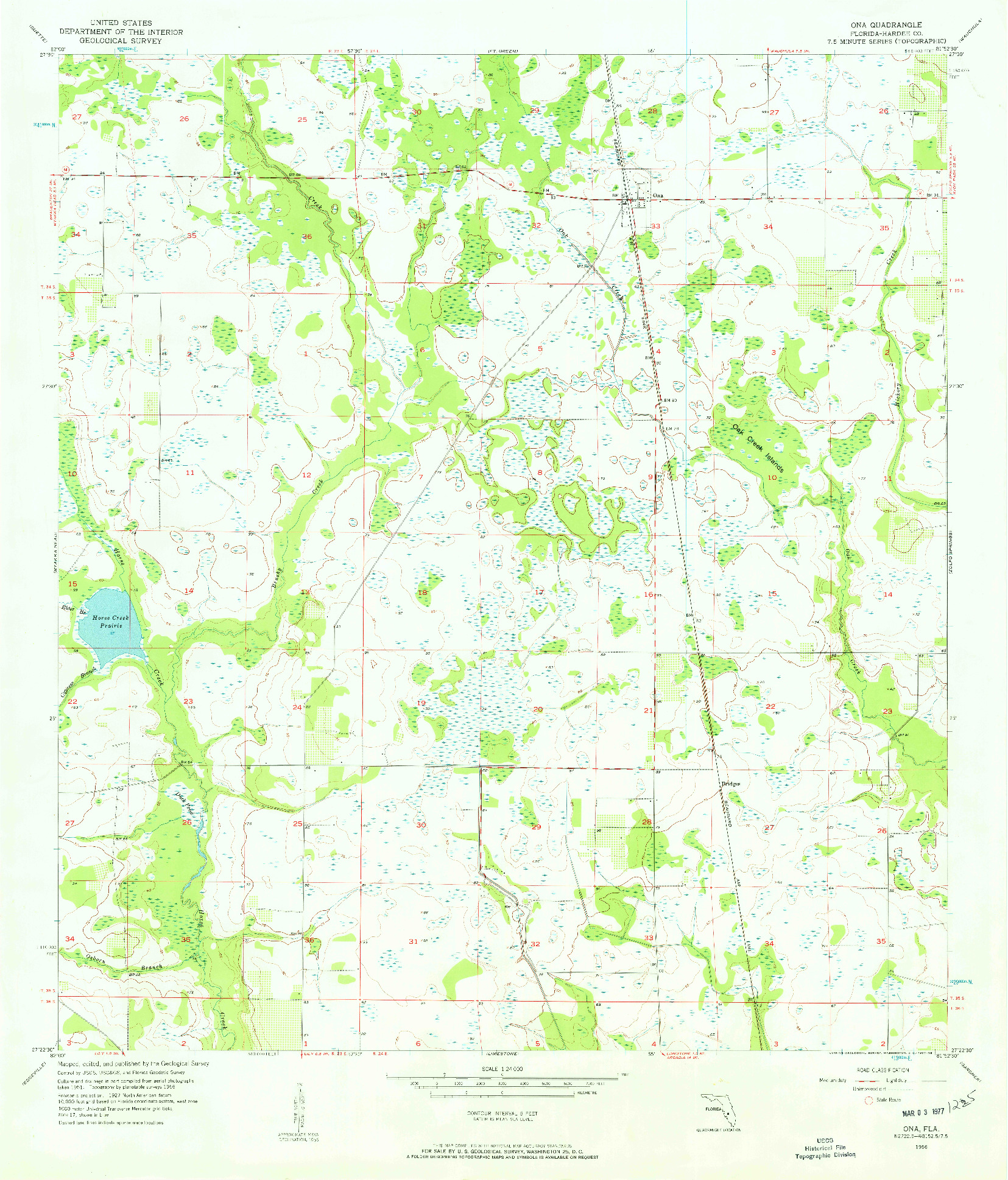 USGS 1:24000-SCALE QUADRANGLE FOR ONA, FL 1956