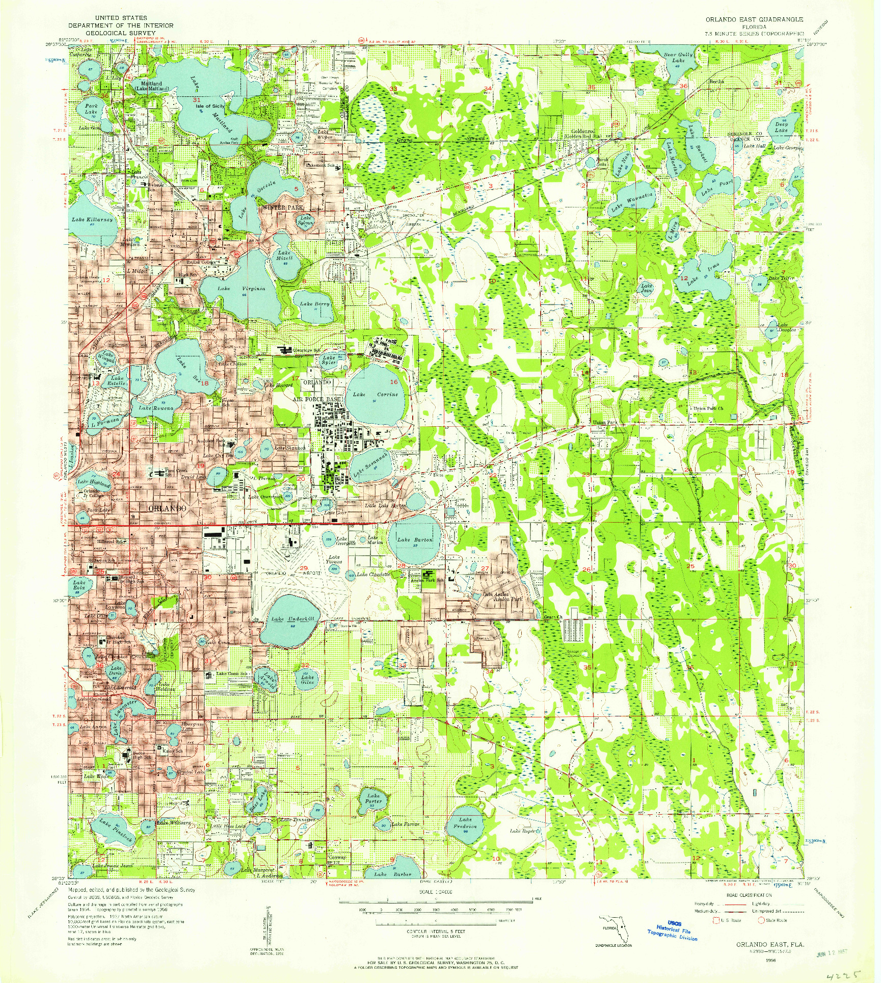 USGS 1:24000-SCALE QUADRANGLE FOR ORLANDO EAST, FL 1956