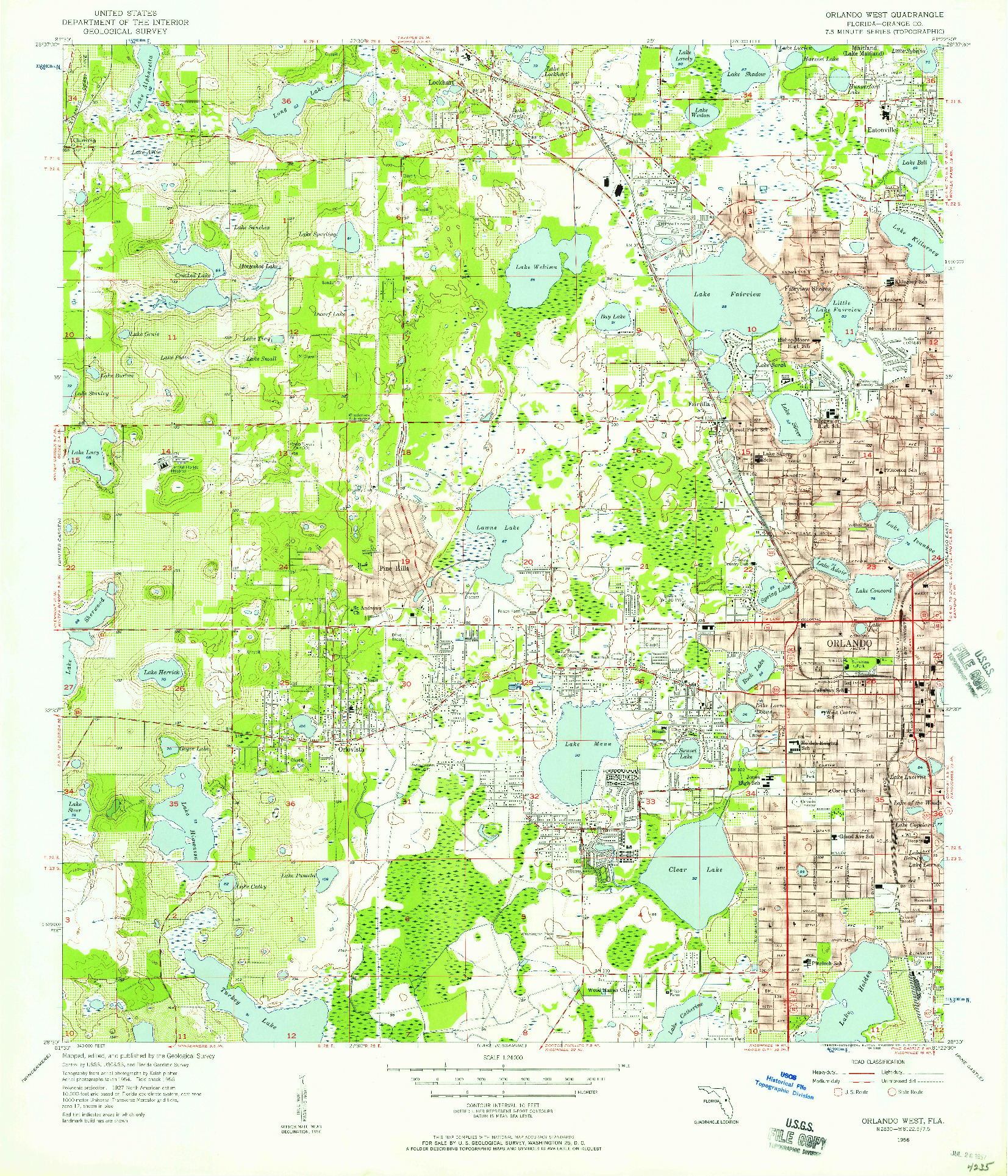 USGS 1:24000-SCALE QUADRANGLE FOR ORLANDO WEST, FL 1956