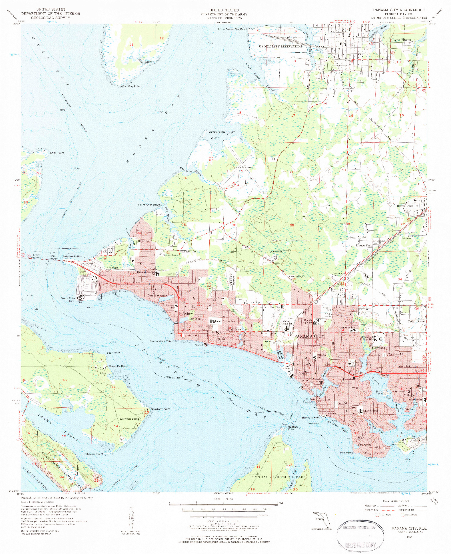 USGS 1:24000-SCALE QUADRANGLE FOR PANAMA CITY, FL 1956