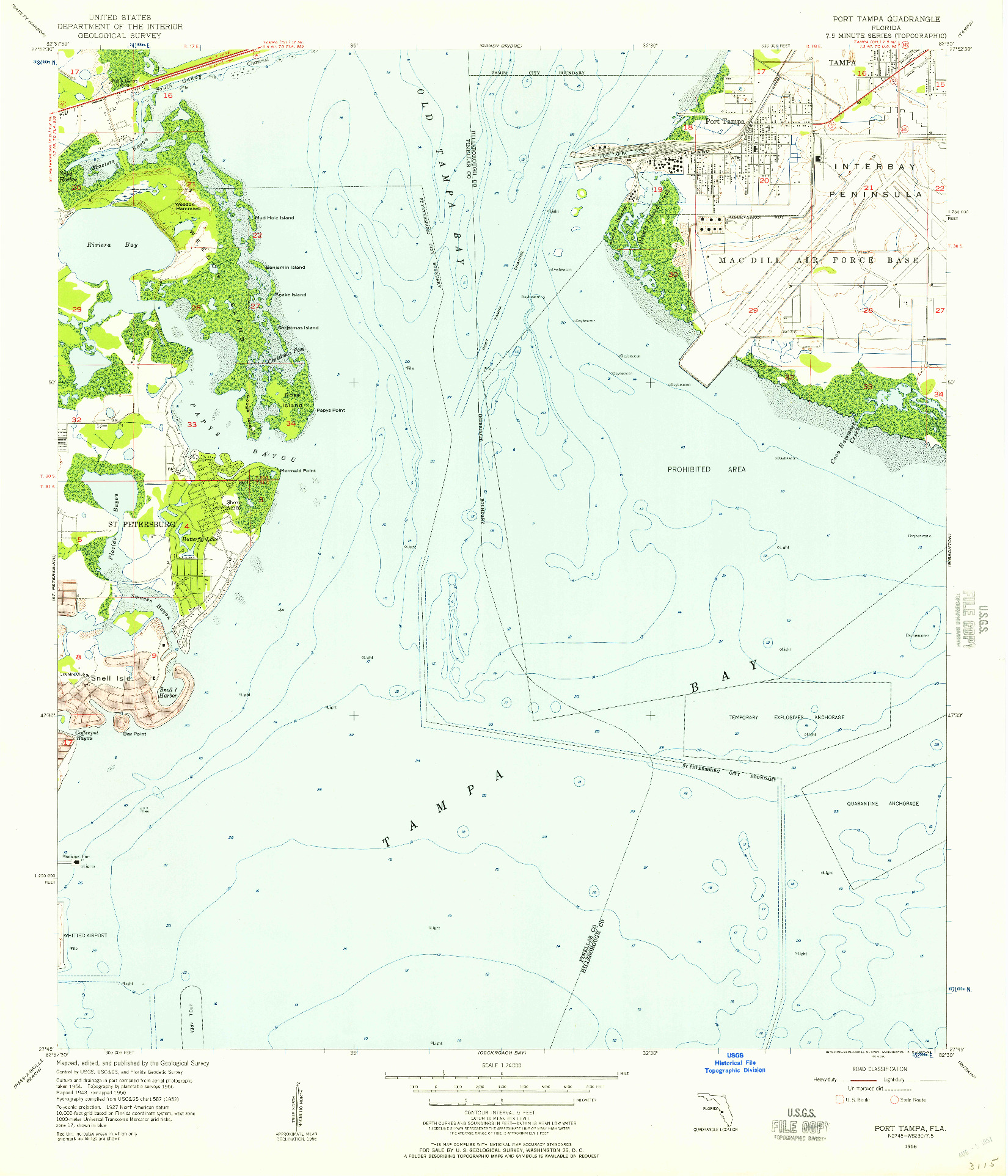 USGS 1:24000-SCALE QUADRANGLE FOR PORT TAMPA, FL 1956