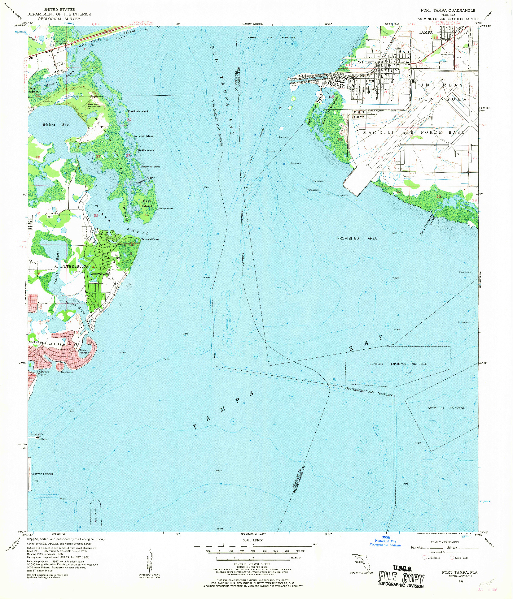 USGS 1:24000-SCALE QUADRANGLE FOR PORT TAMPA, FL 1956