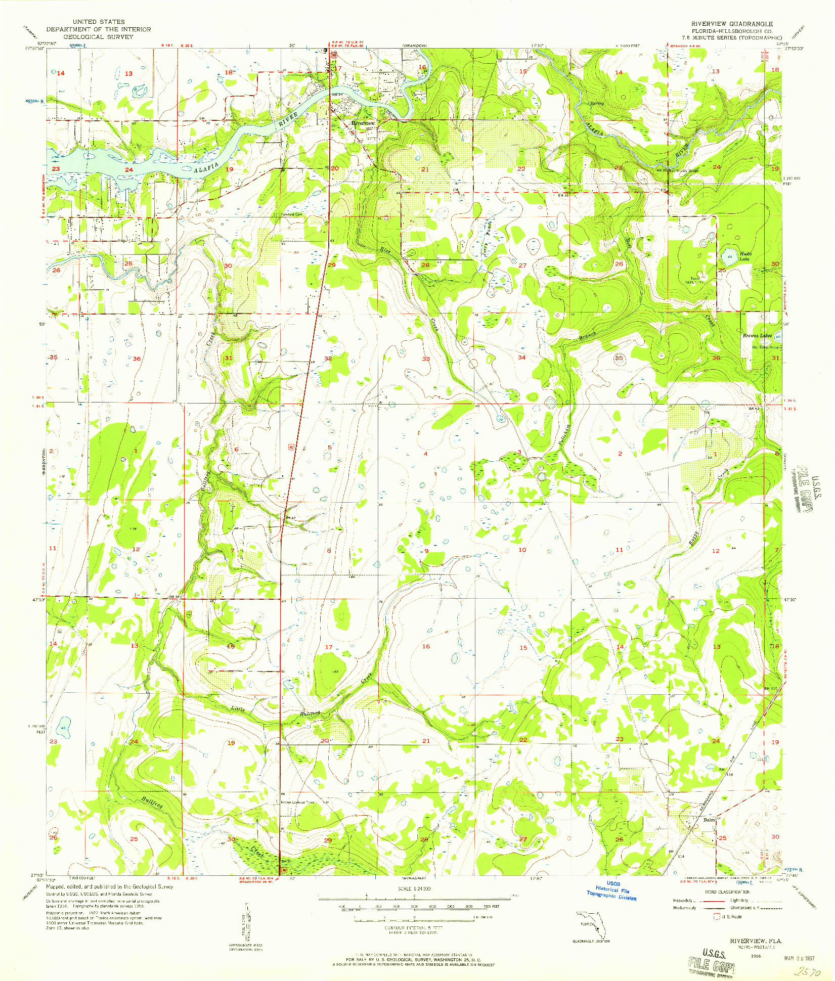 USGS 1:24000-SCALE QUADRANGLE FOR RIVERVIEW, FL 1956