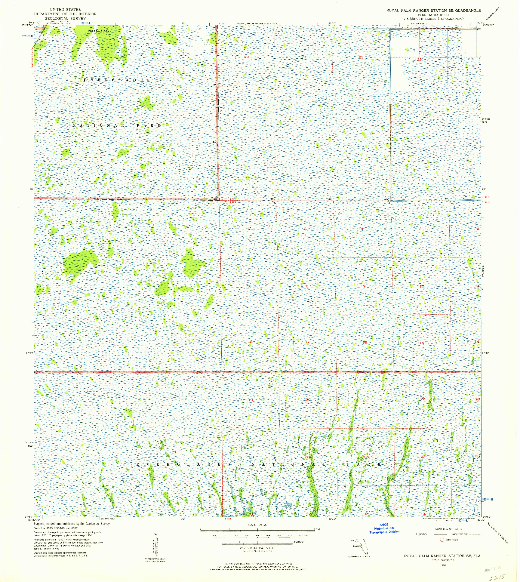 USGS 1:24000-SCALE QUADRANGLE FOR ROYAL PALM RANGER STATION SE, FL 1956