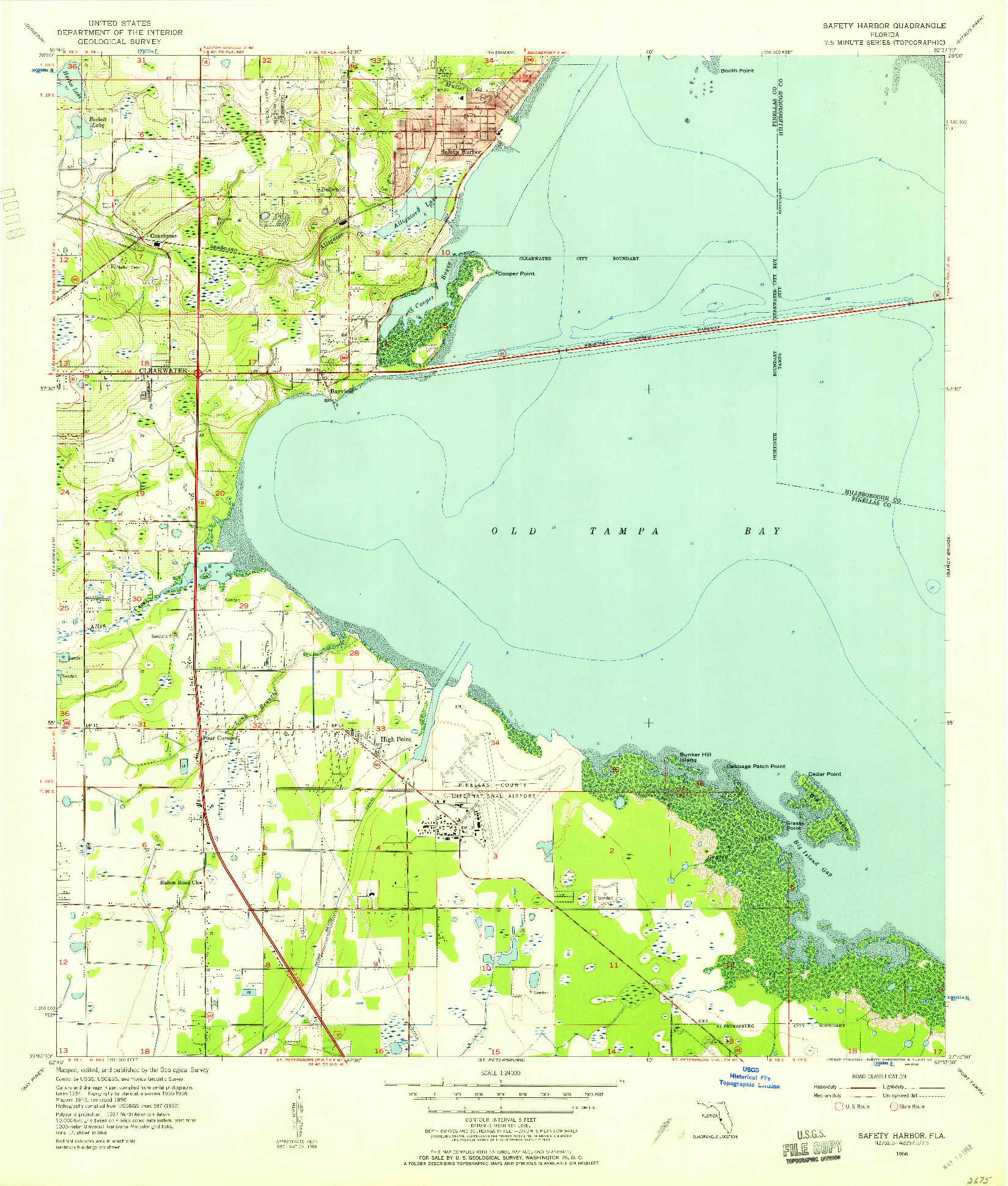 USGS 1:24000-SCALE QUADRANGLE FOR SAFETY HARBOR, FL 1956