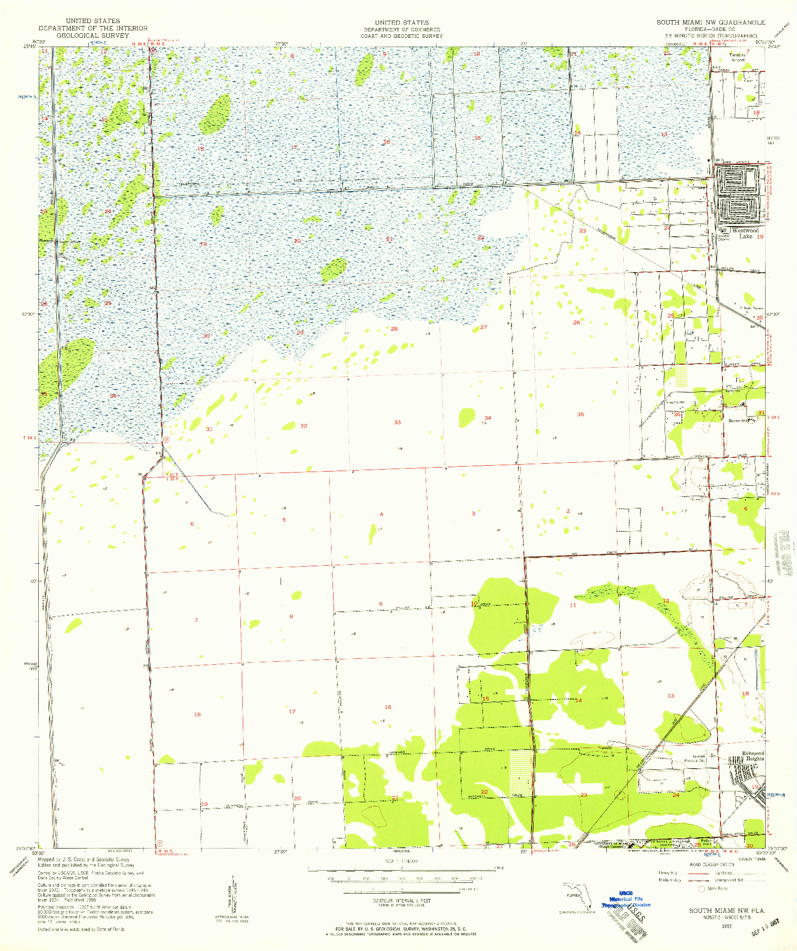 USGS 1:24000-SCALE QUADRANGLE FOR SOUTH MIAMI NW, FL 1955